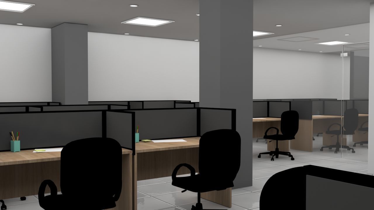 Modern Office Workstation 3D Model with V-Ray Settings 3D model_2