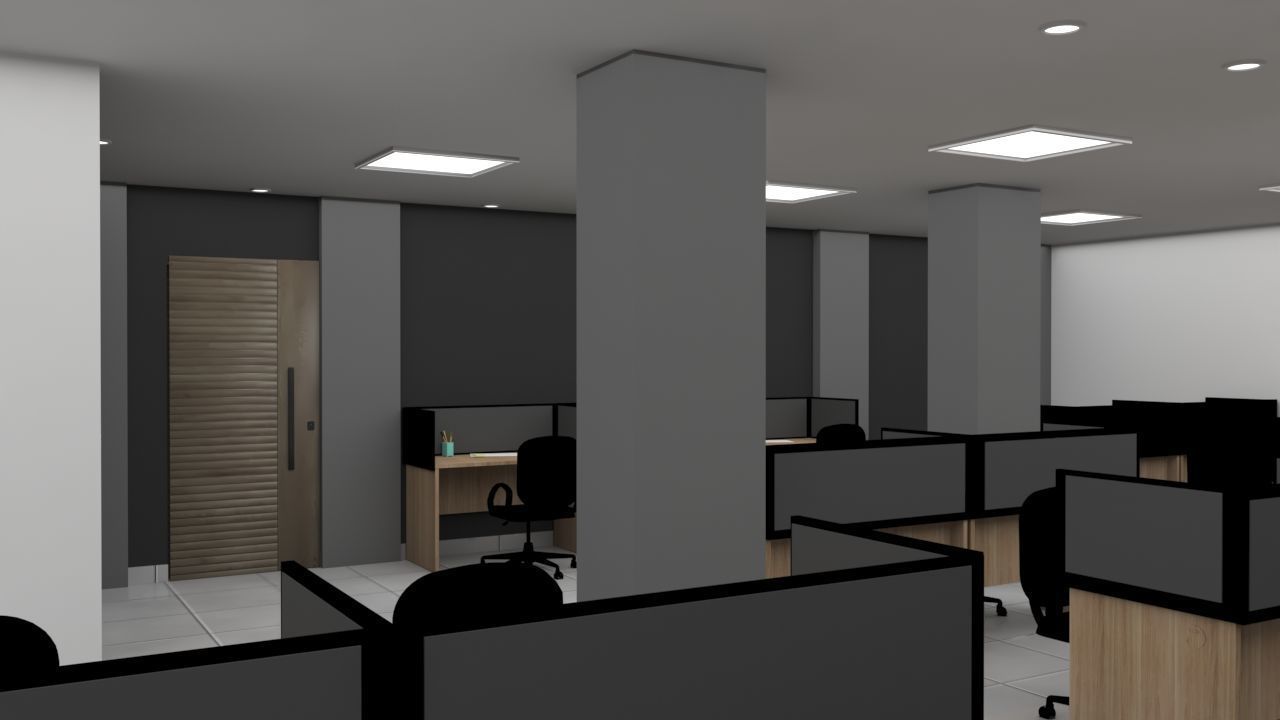 Modern Office Workstation 3D Model with V-Ray Settings 3D model_5