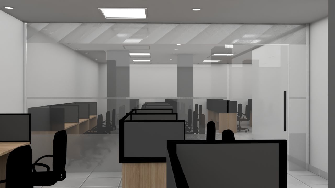 Modern Office Workstation 3D Model with V-Ray Settings 3D model_4