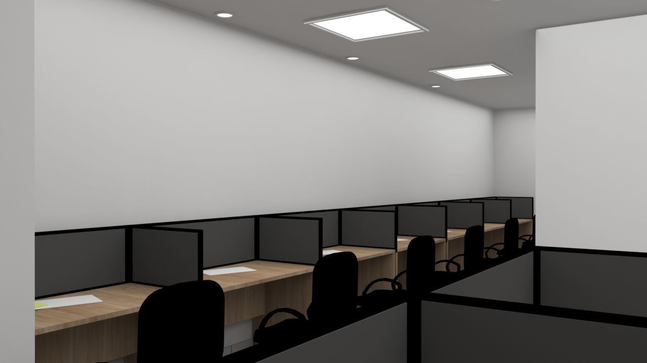 Modern Office Workstation 3D Model with V-Ray Settings 3D model_8