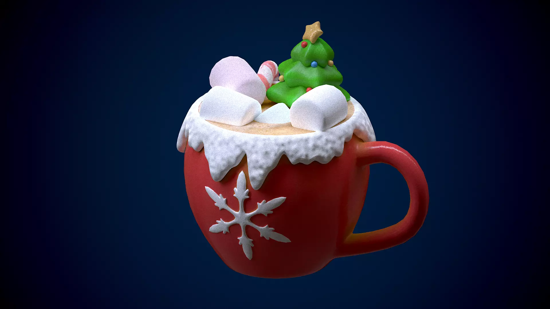 Christmas Cup Low-poly 3D model