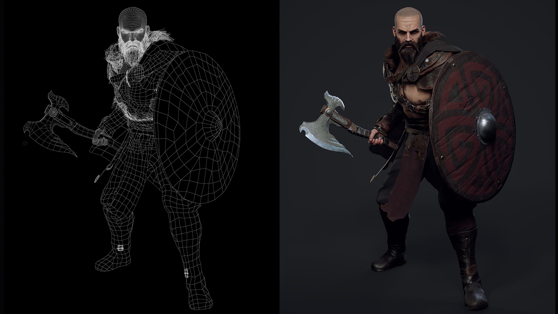 Viking Warrior  Low-poly 3D model_8