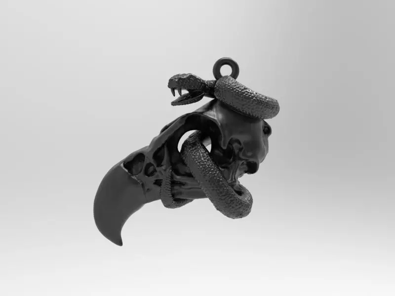 Crow scull and snake 3D print model