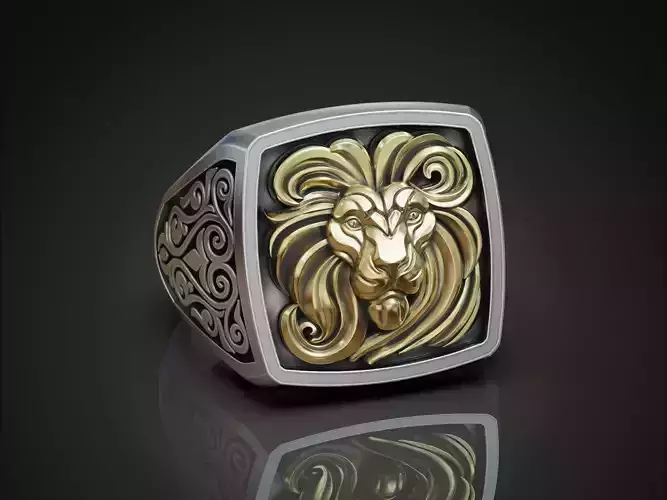 Lion Head Signet Ring  