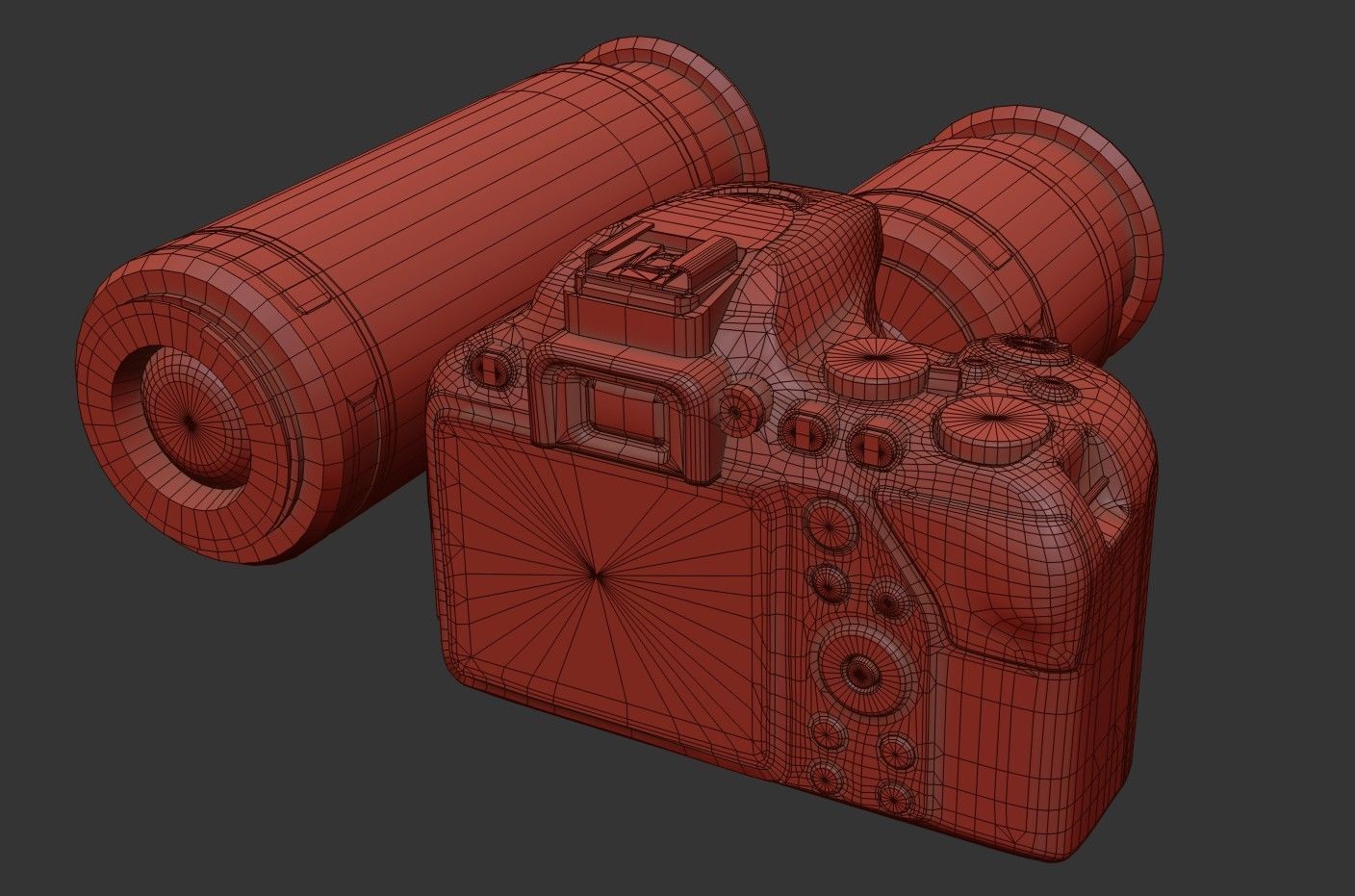 DSLR Camera With 2 lenses Low-poly 3D model_32