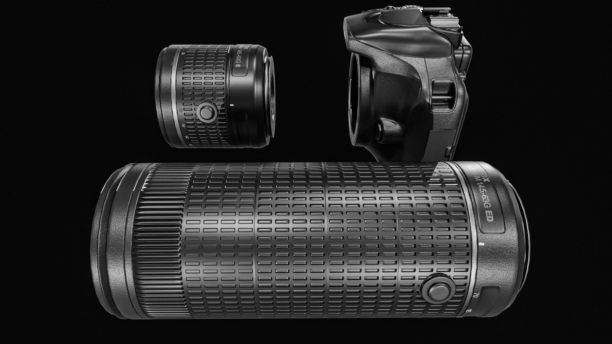 DSLR Camera With 2 lenses Low-poly 3D model_6