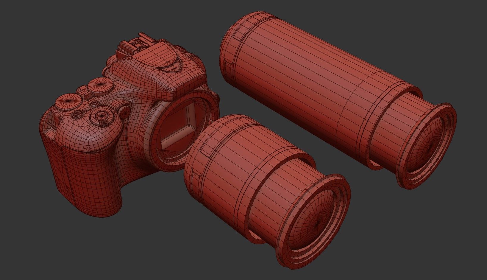 DSLR Camera With 2 lenses Low-poly 3D model_35