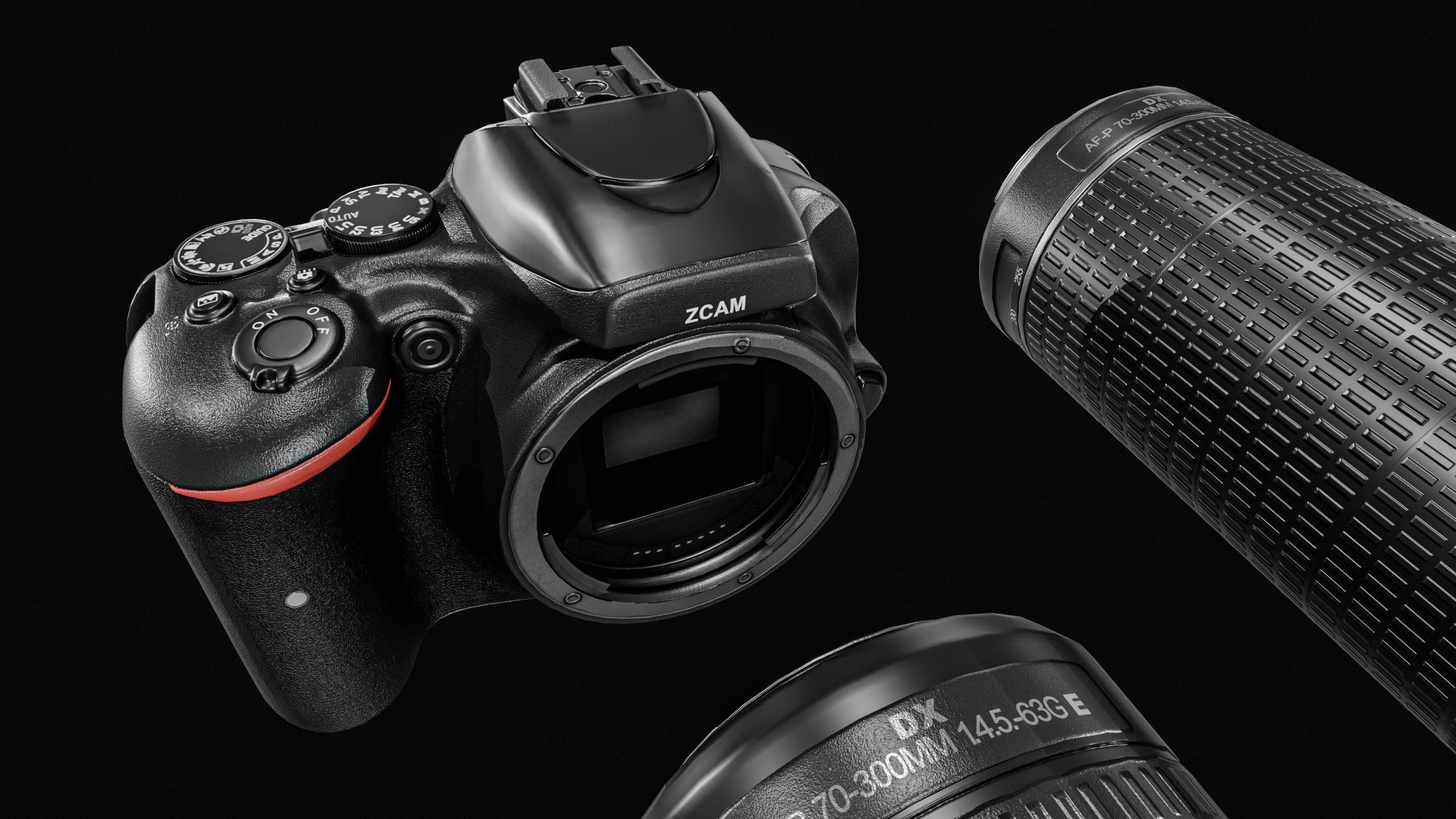 DSLR Camera With 2 lenses Low-poly 3D model_5