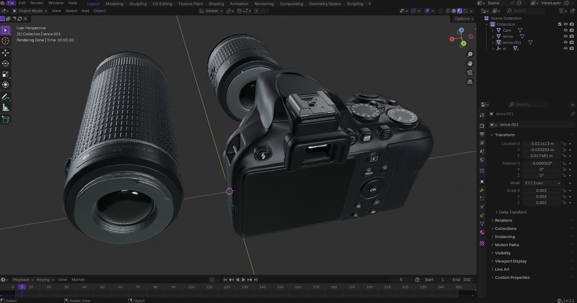 DSLR Camera With 2 lenses Low-poly 3D model_24
