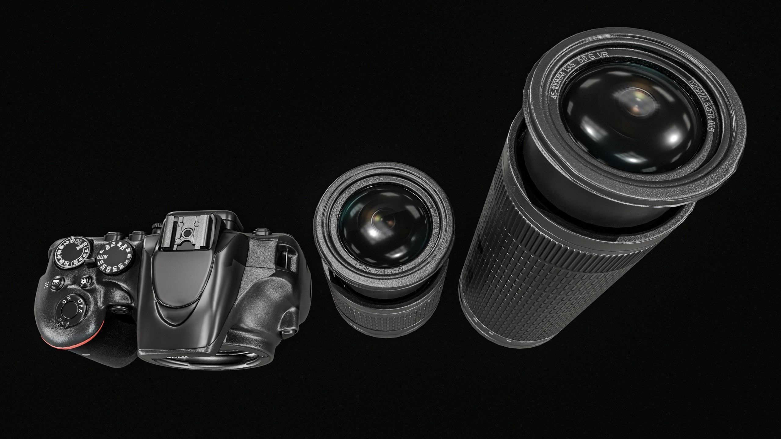 DSLR Camera With 2 lenses Low-poly 3D model_17