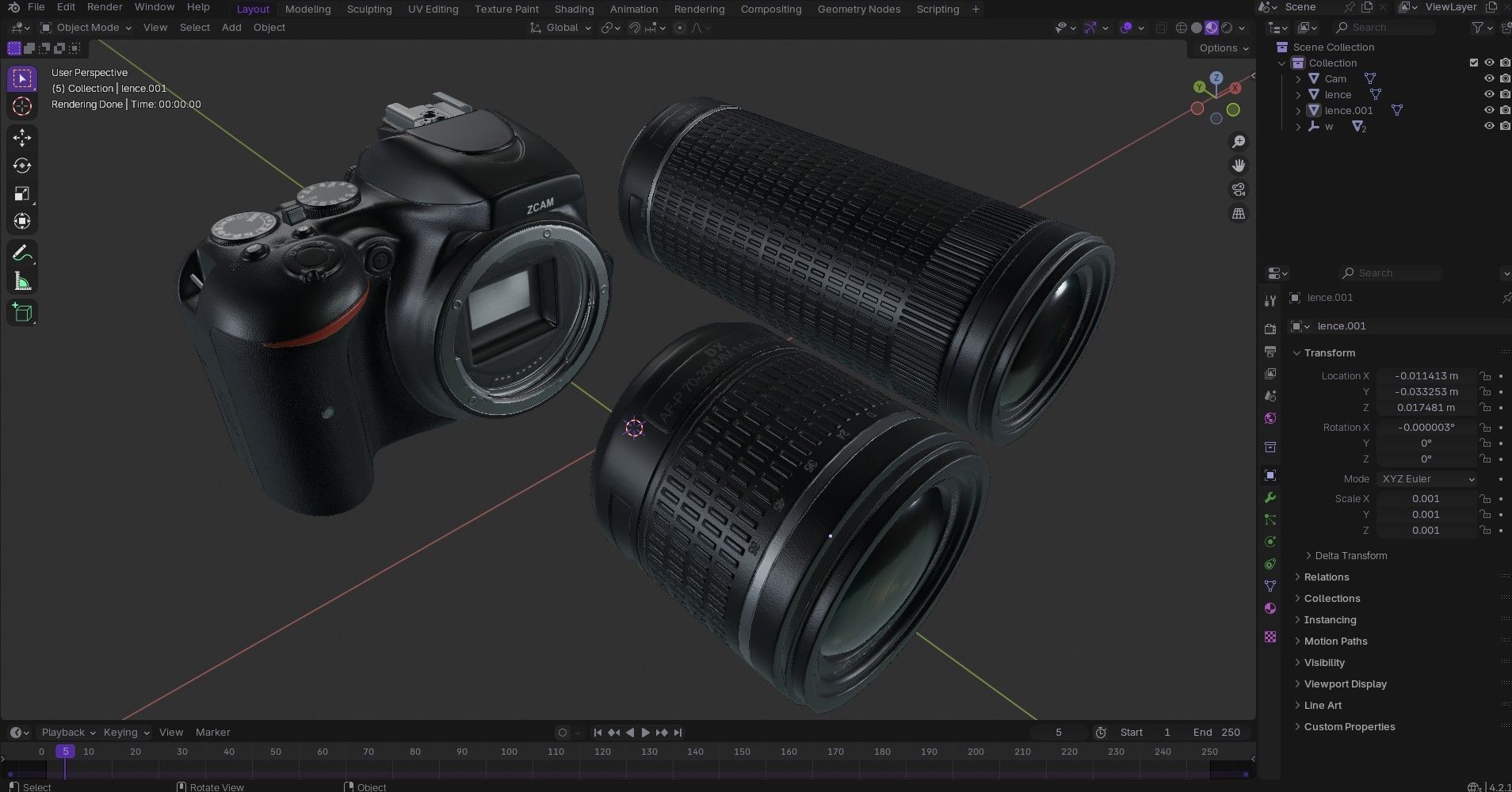 DSLR Camera With 2 lenses Low-poly 3D model_28