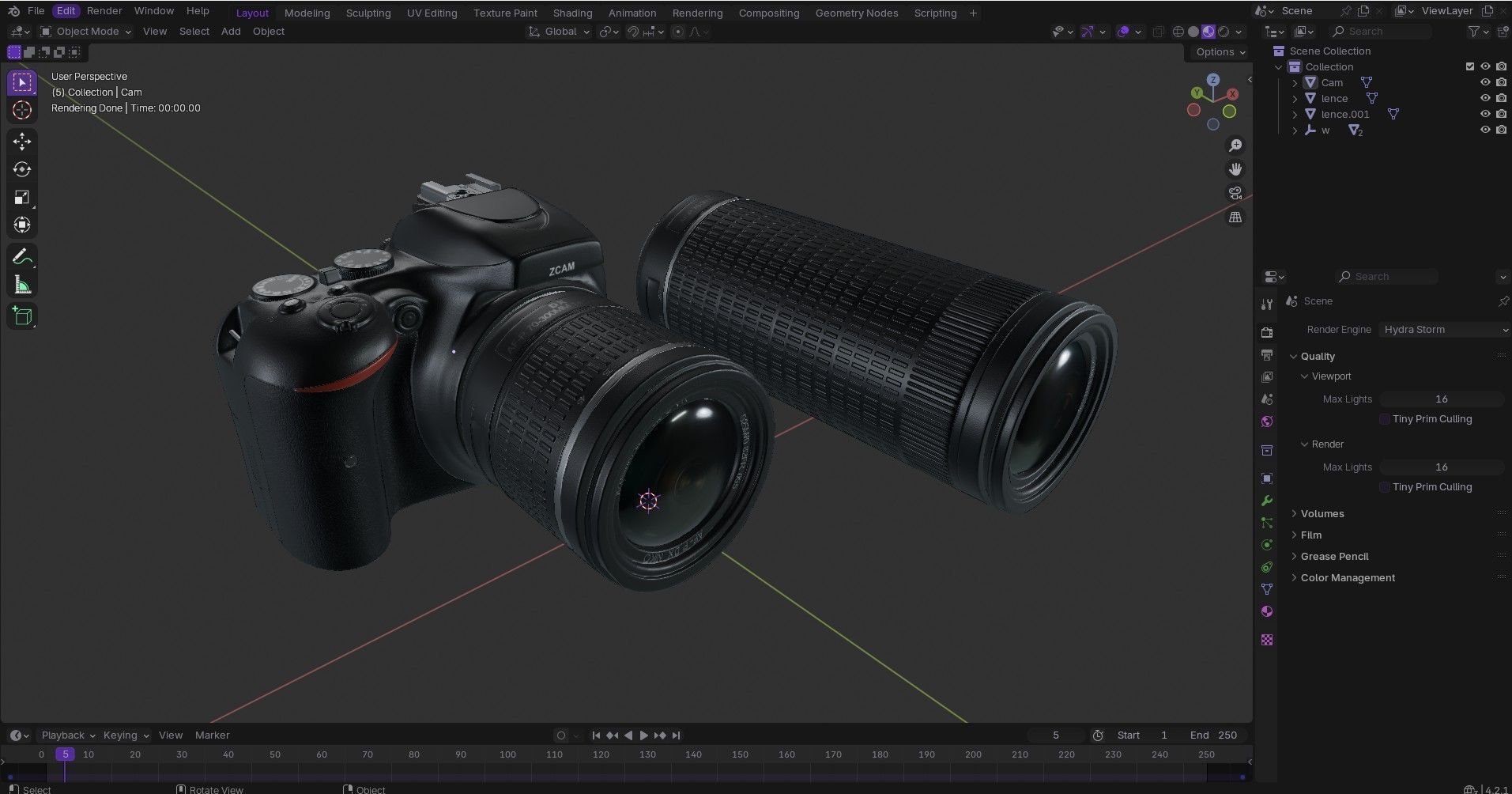 DSLR Camera With 2 lenses Low-poly 3D model_23
