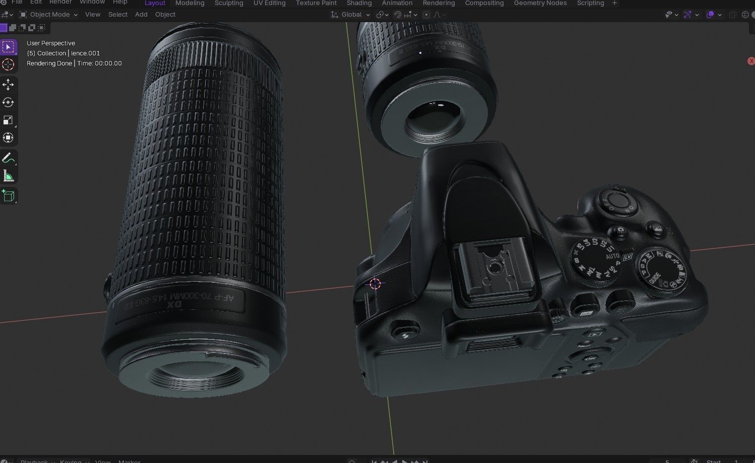DSLR Camera With 2 lenses Low-poly 3D model_30