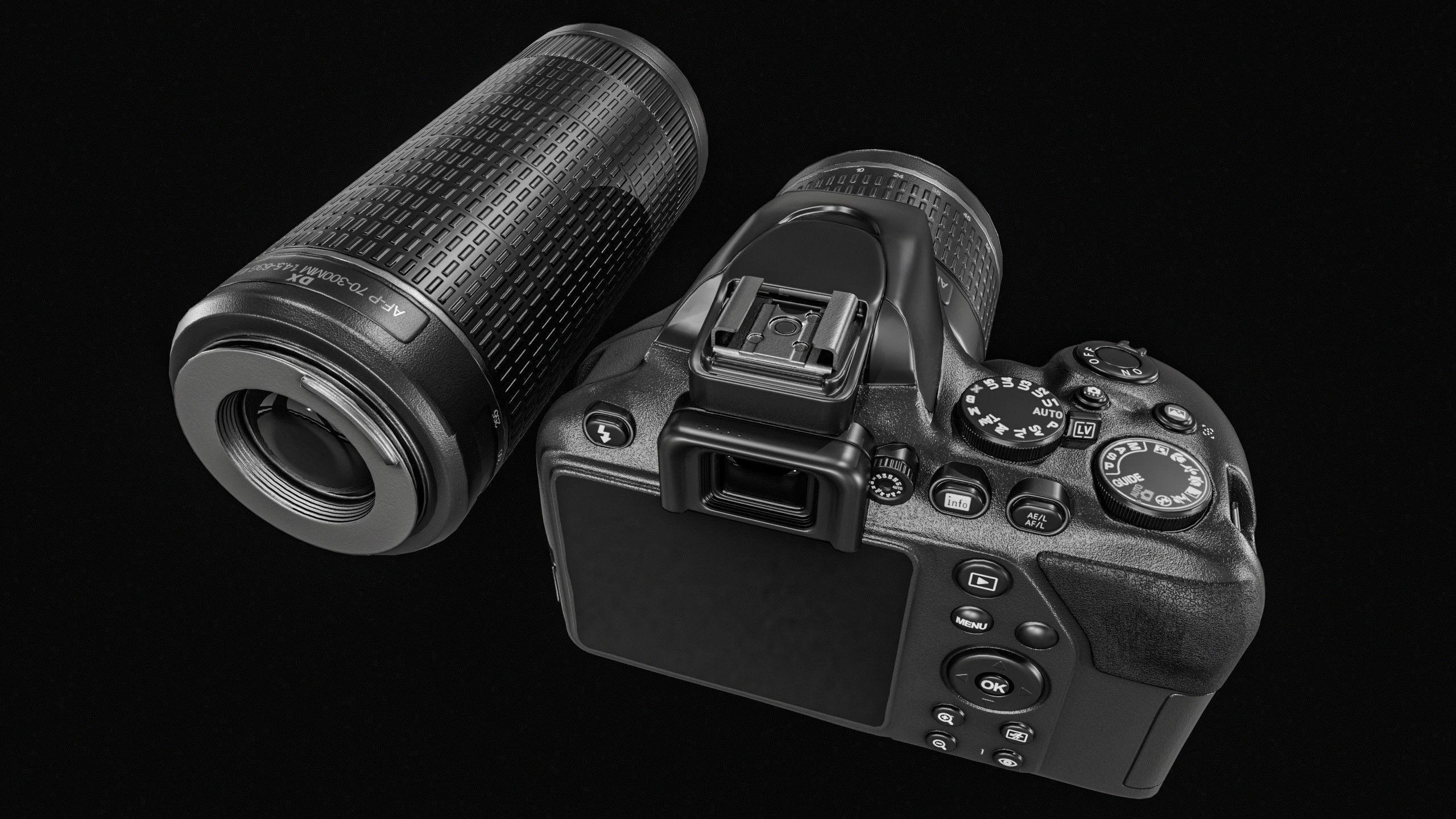 DSLR Camera With 2 lenses Low-poly 3D model_21