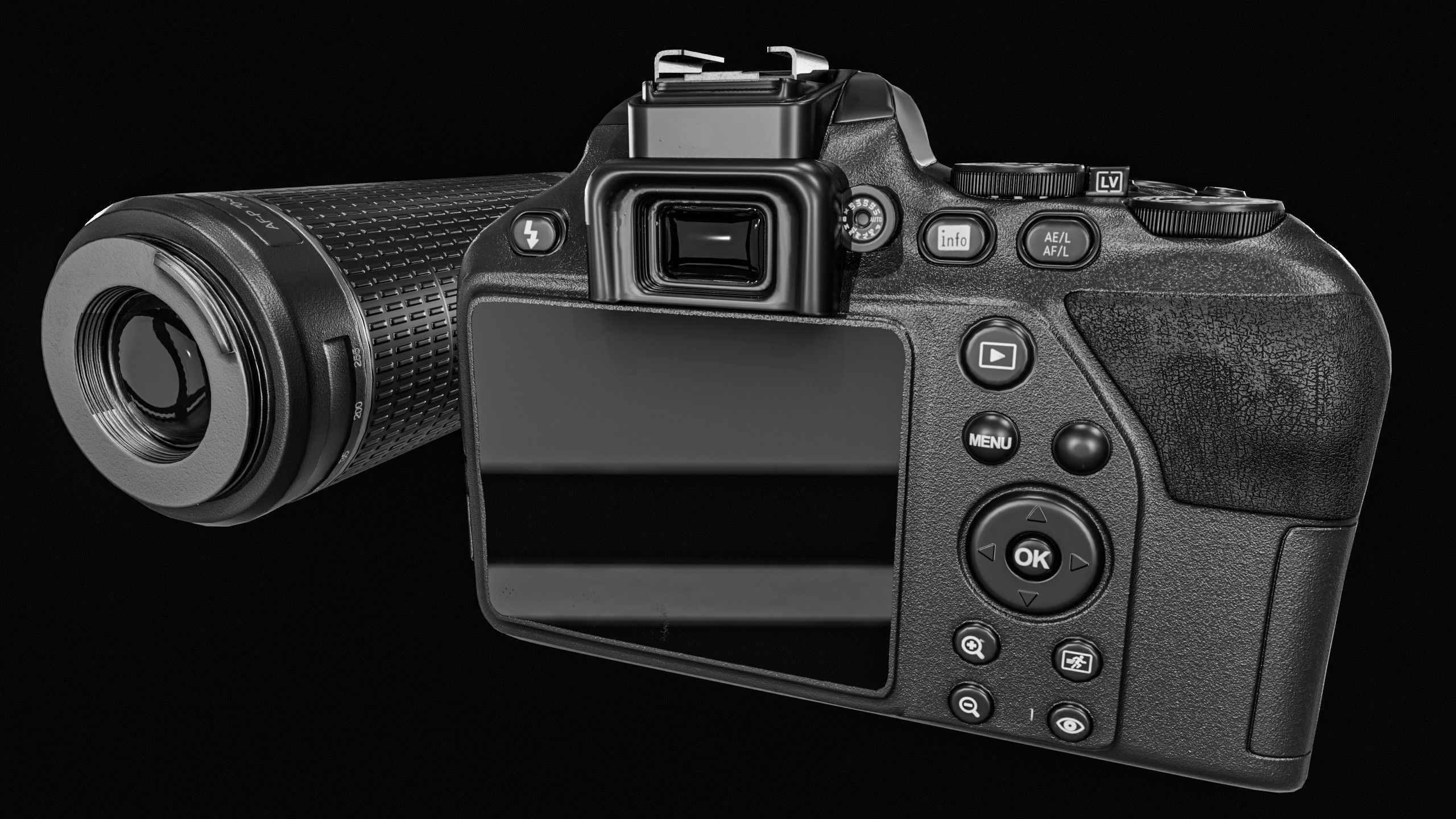 DSLR Camera With 2 lenses Low-poly 3D model_13