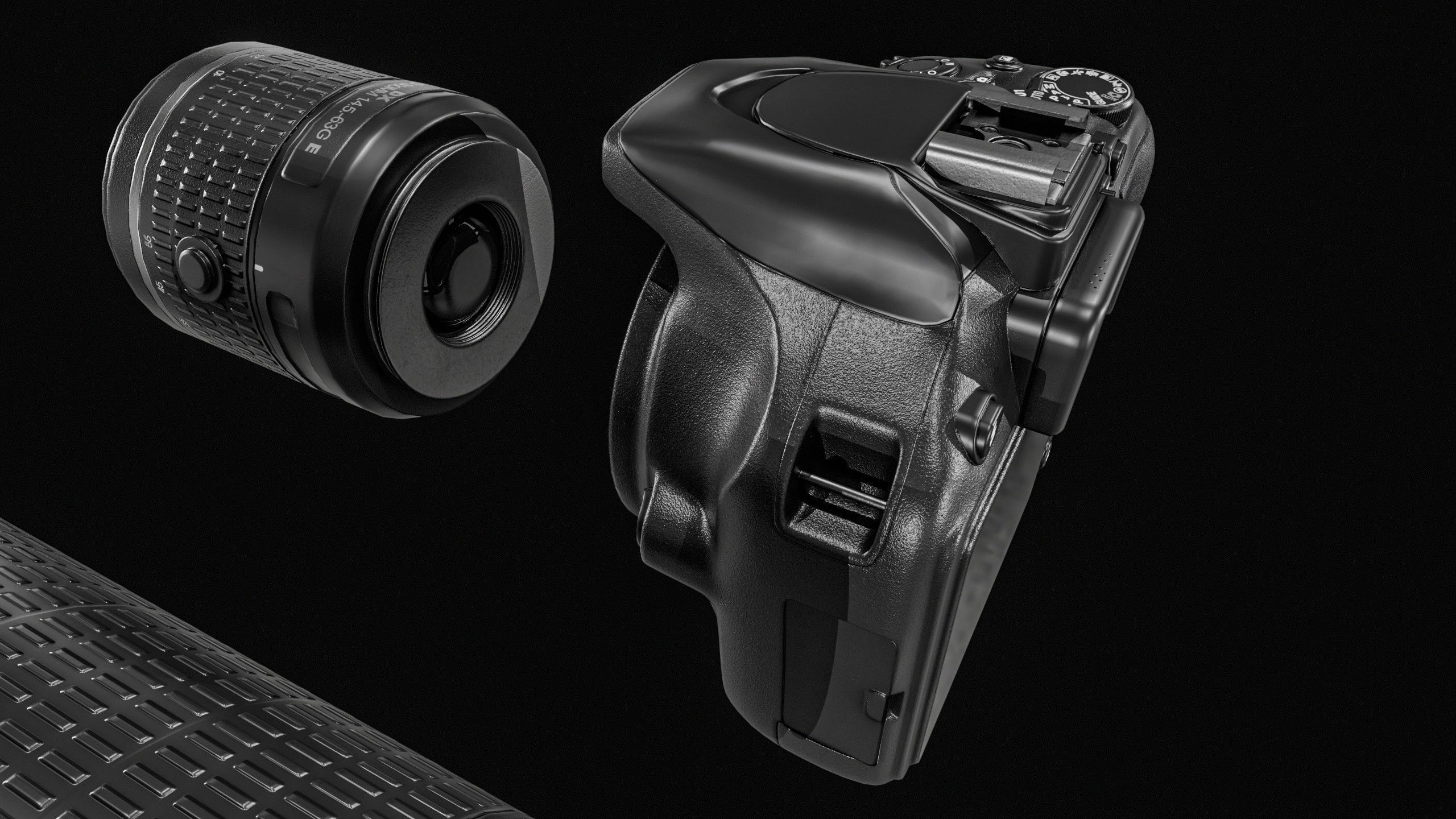 DSLR Camera With 2 lenses Low-poly 3D model_12