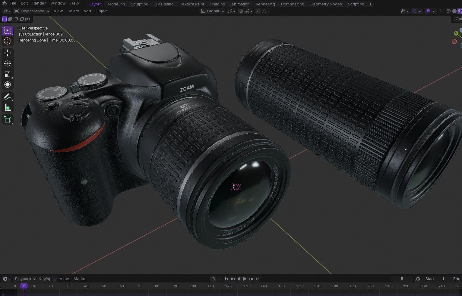 DSLR Camera With 2 lenses Low-poly 3D model_27
