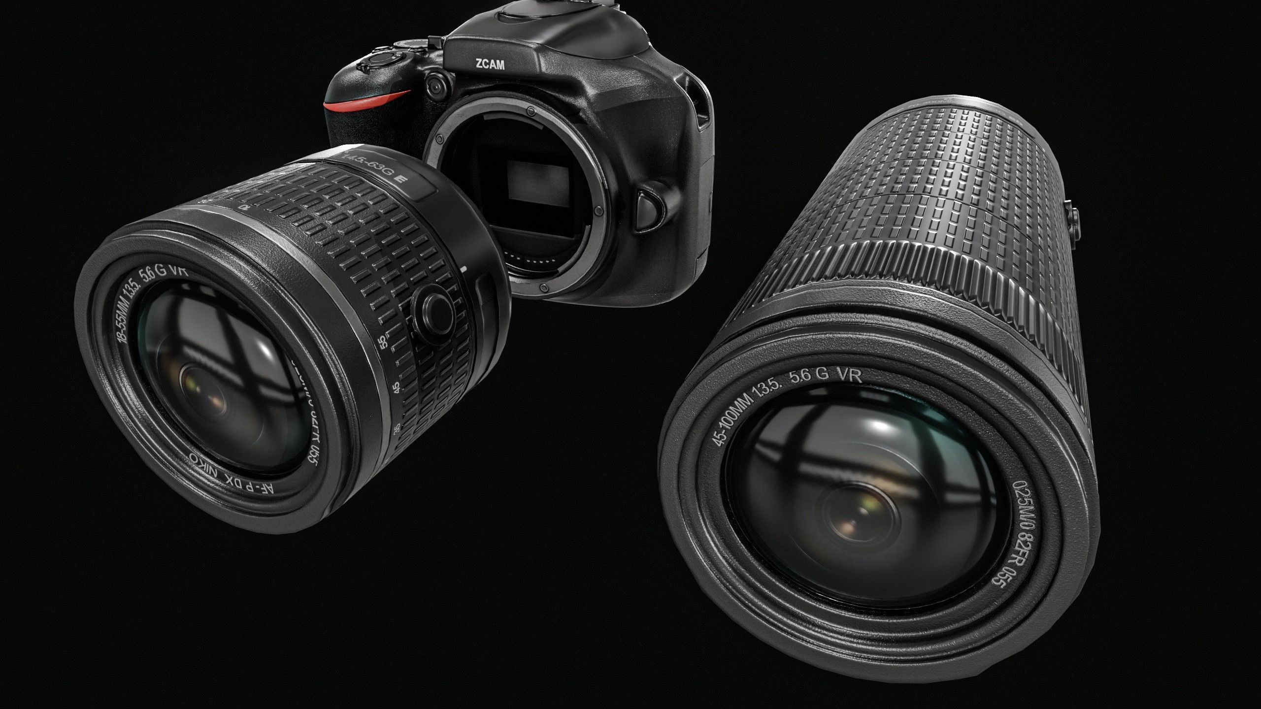 DSLR Camera With 2 lenses Low-poly 3D model_4