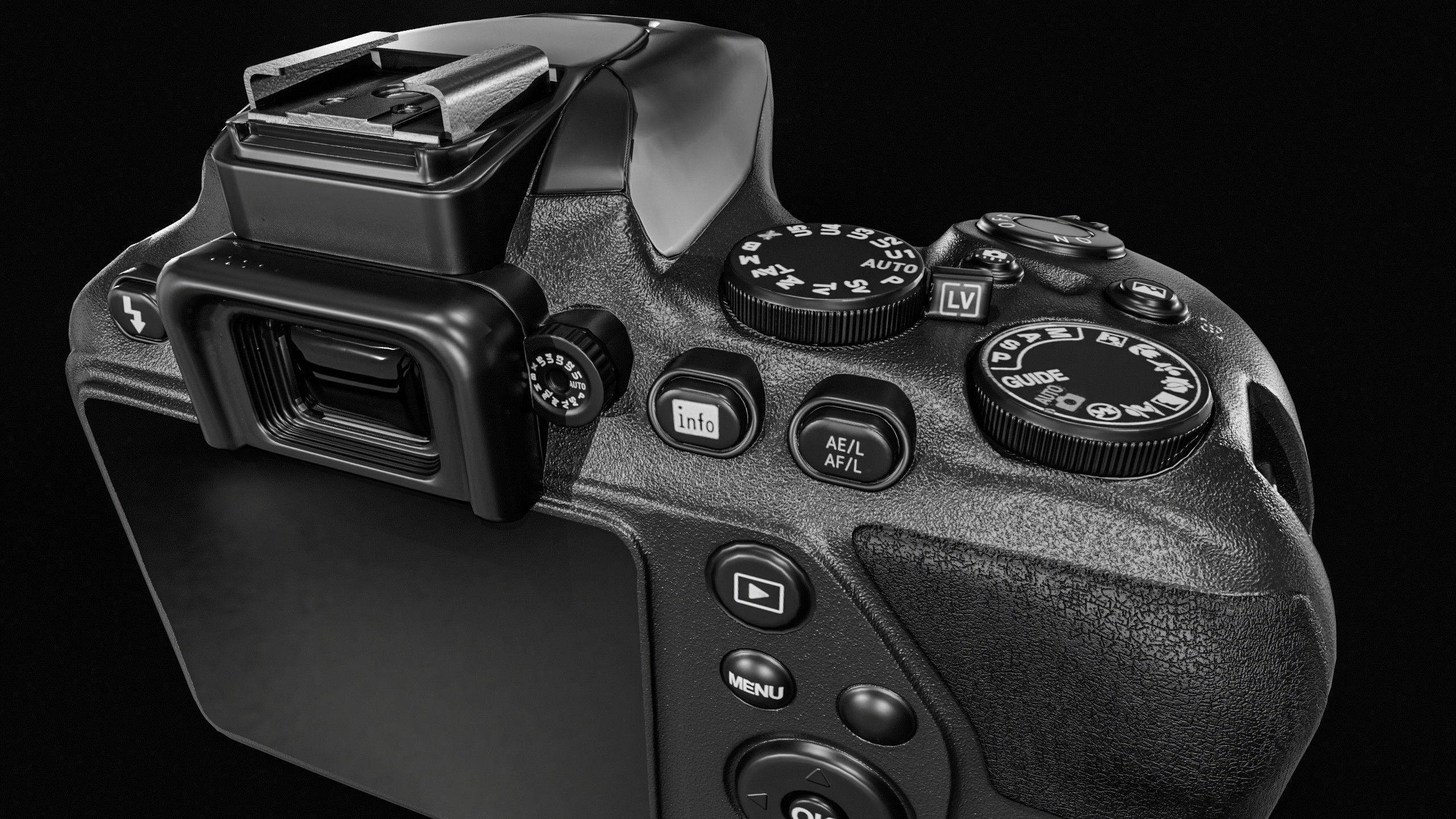 DSLR Camera With 2 lenses Low-poly 3D model_22