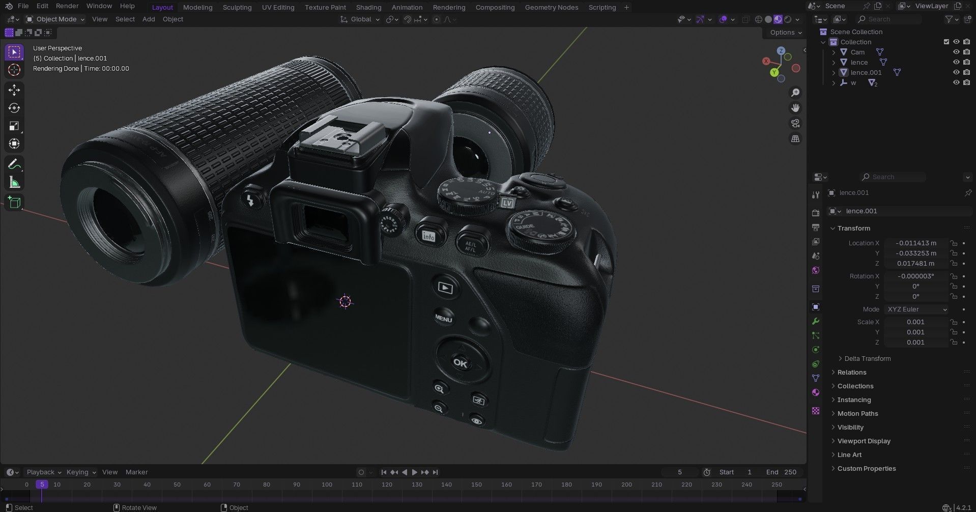 DSLR Camera With 2 lenses Low-poly 3D model_29