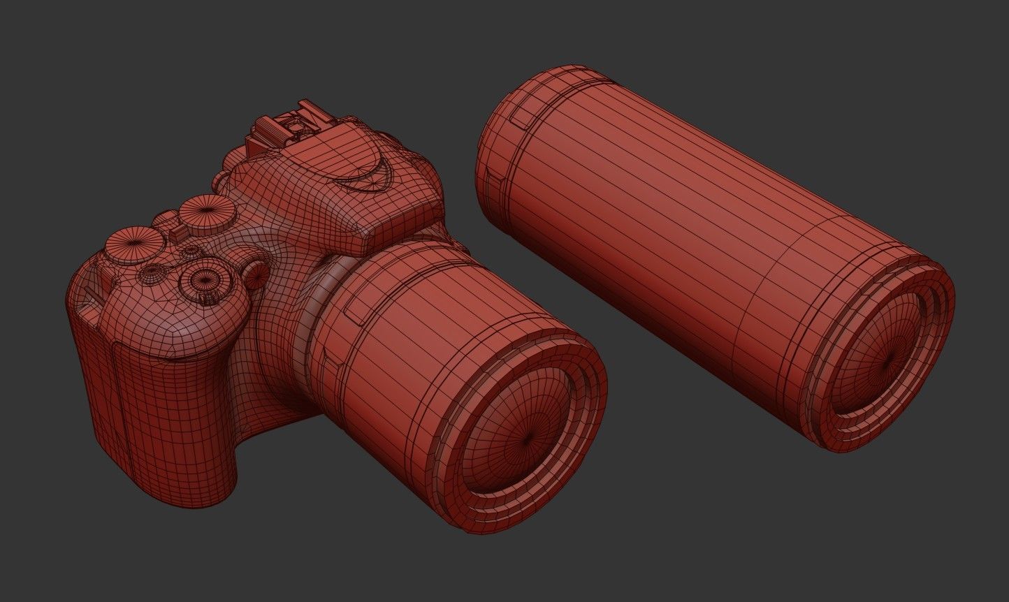 DSLR Camera With 2 lenses Low-poly 3D model_36