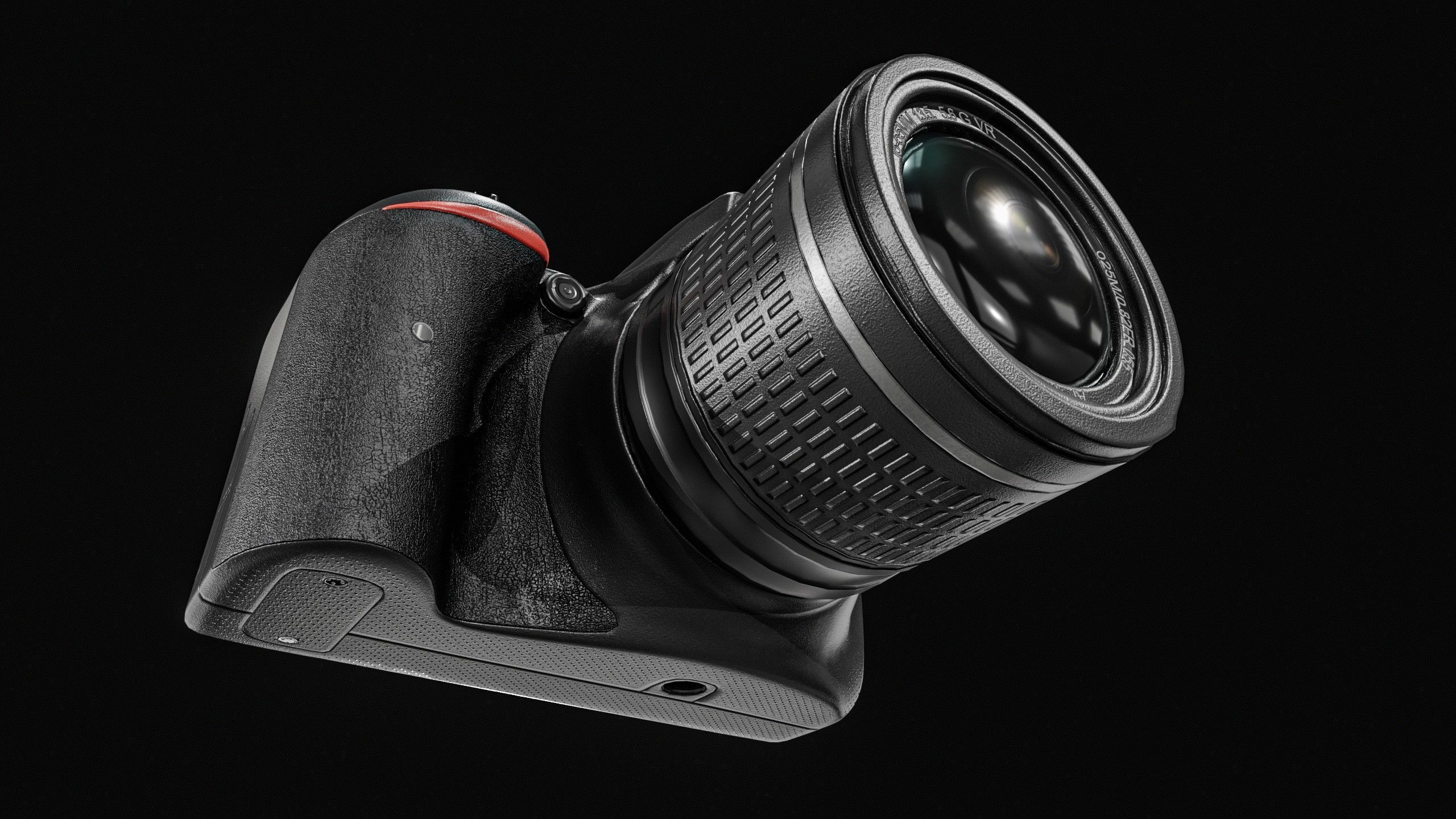 DSLR Camera With 2 lenses Low-poly 3D model_15