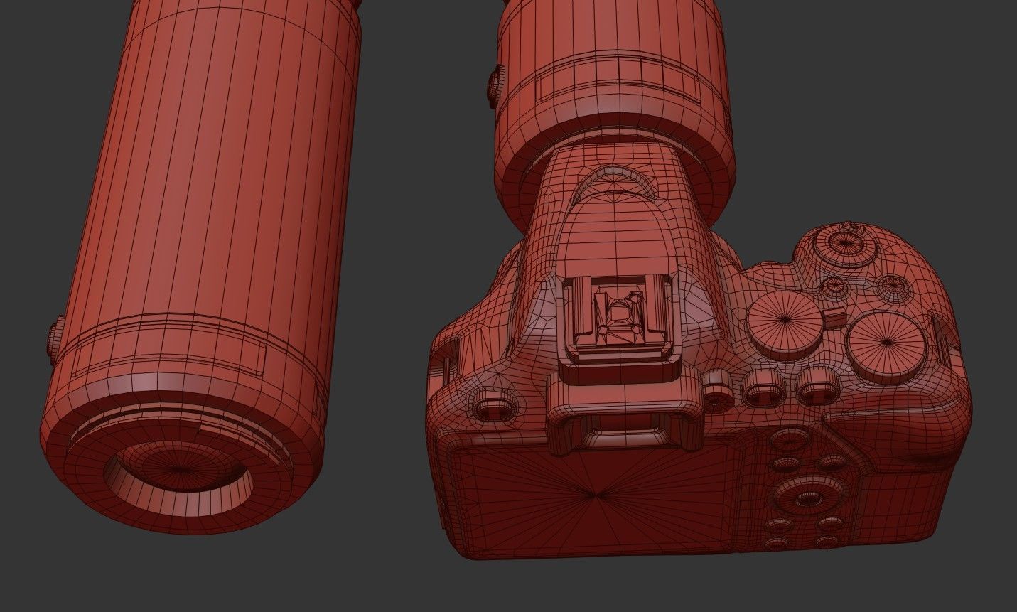 DSLR Camera With 2 lenses Low-poly 3D model_34