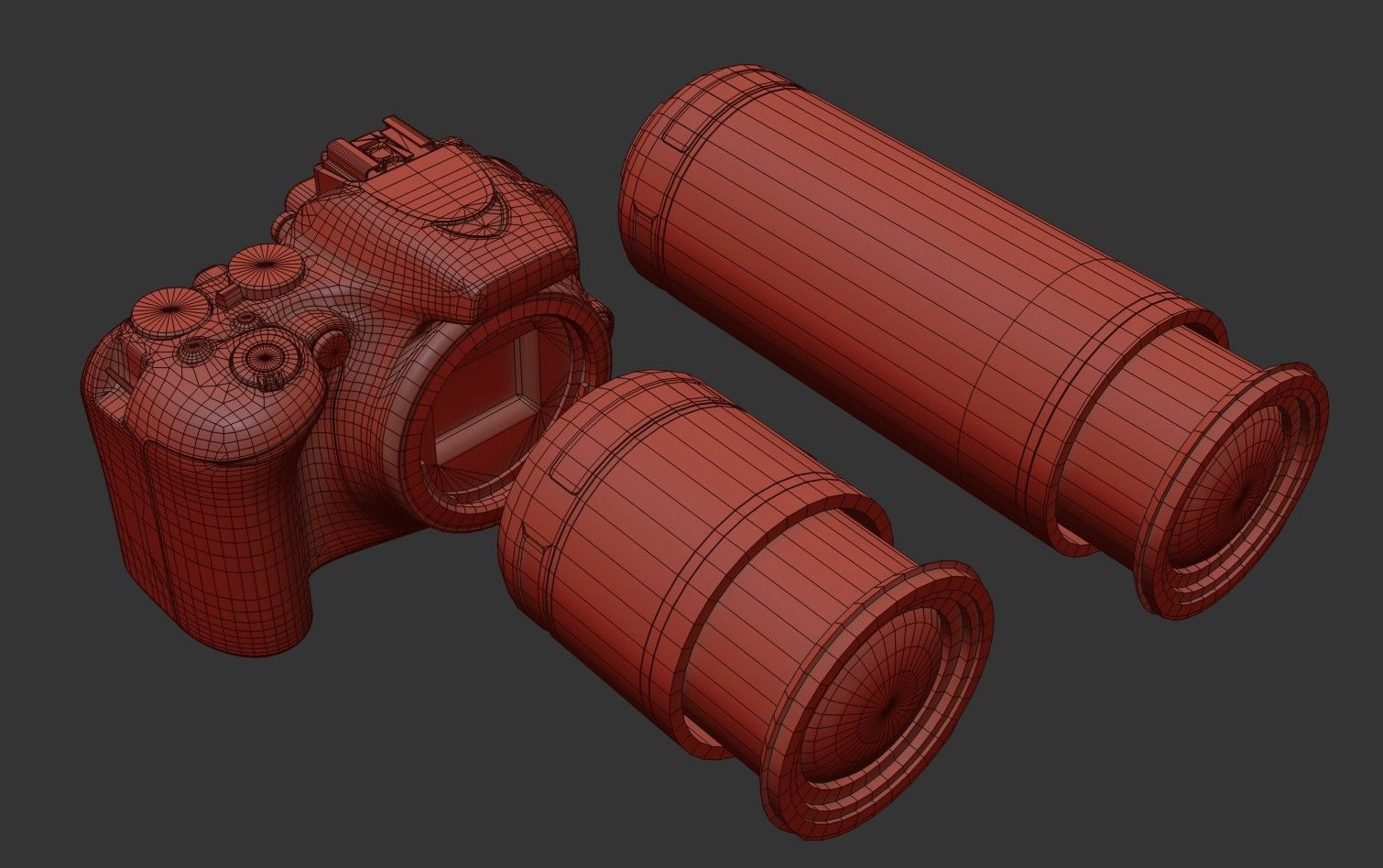 DSLR Camera With 2 lenses Low-poly 3D model_31