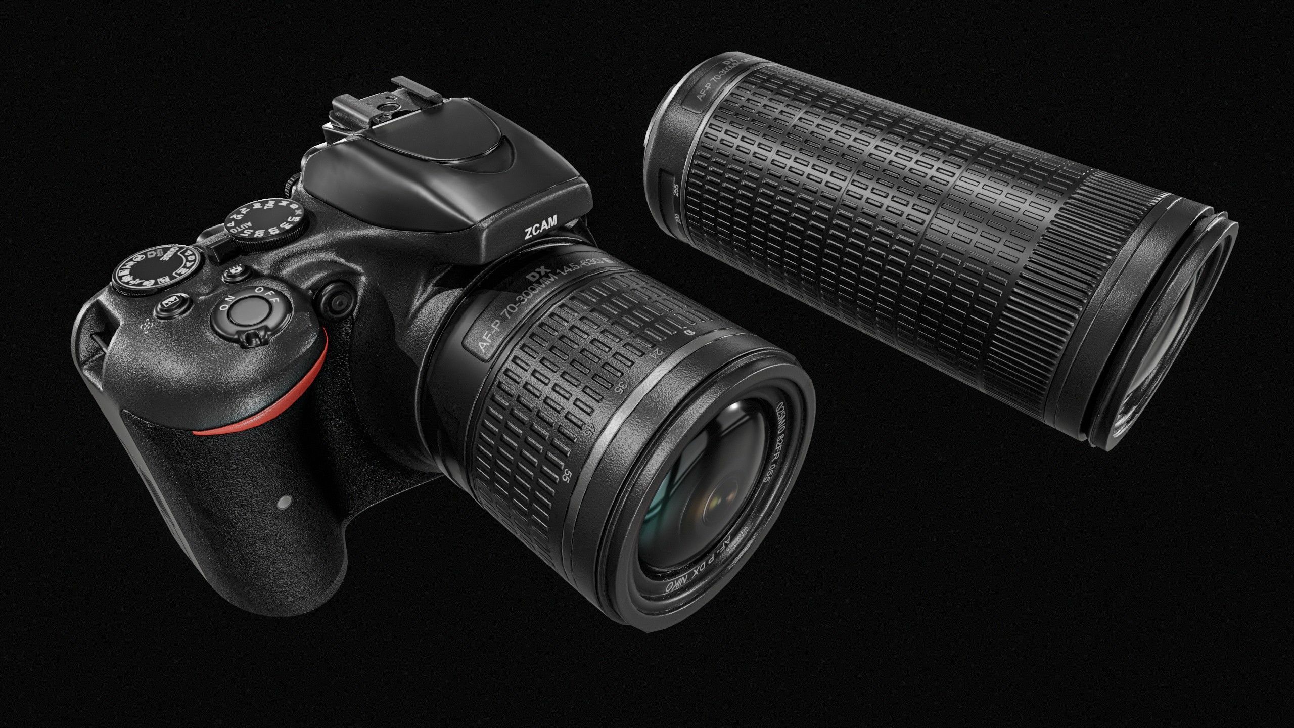 DSLR Camera With 2 lenses Low-poly 3D model_14