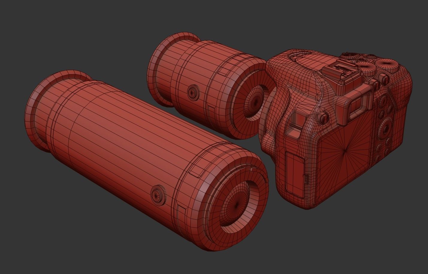 DSLR Camera With 2 lenses Low-poly 3D model_33