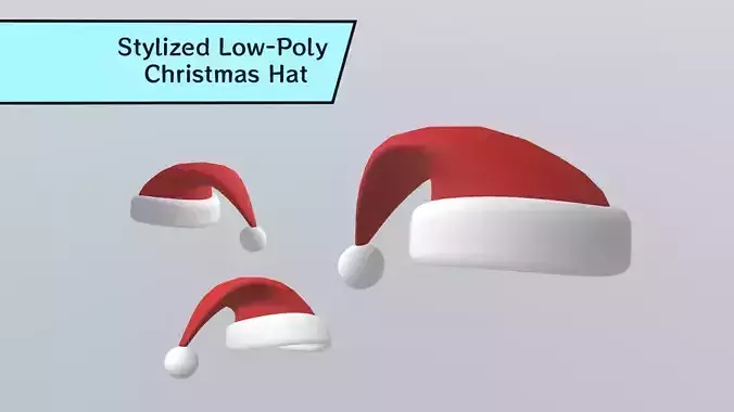 Stylized Low-Poly Santa Claus Christmas Hat Low-poly 3D model