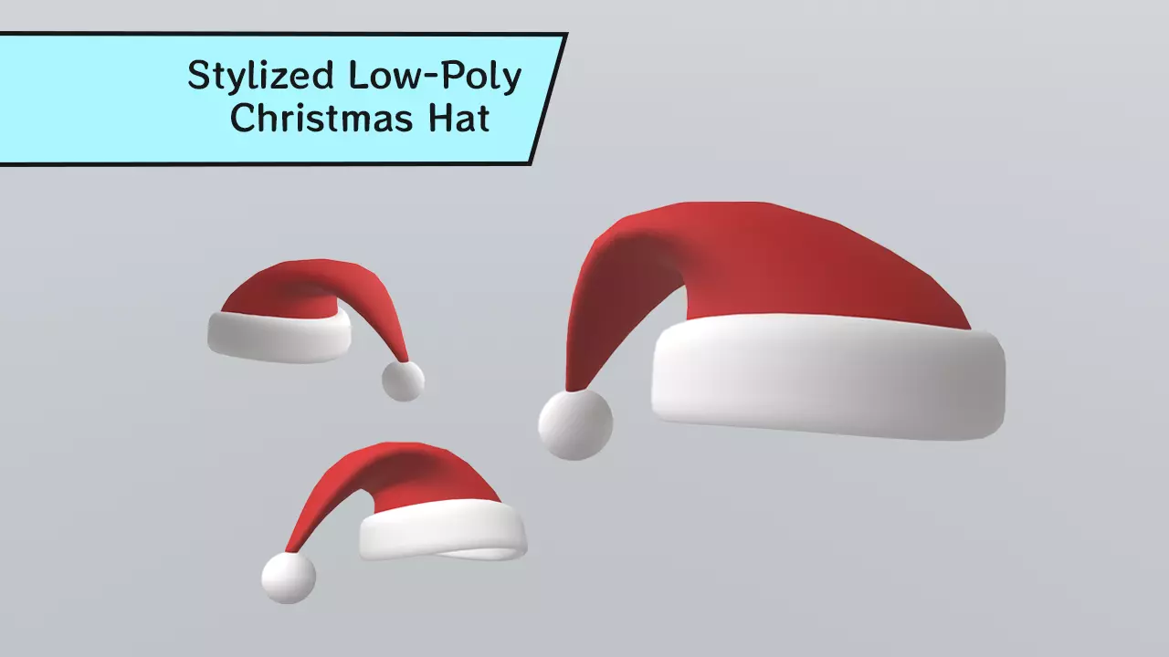Stylized Low-Poly Santa Claus Christmas Hat Low-poly 3D model_0