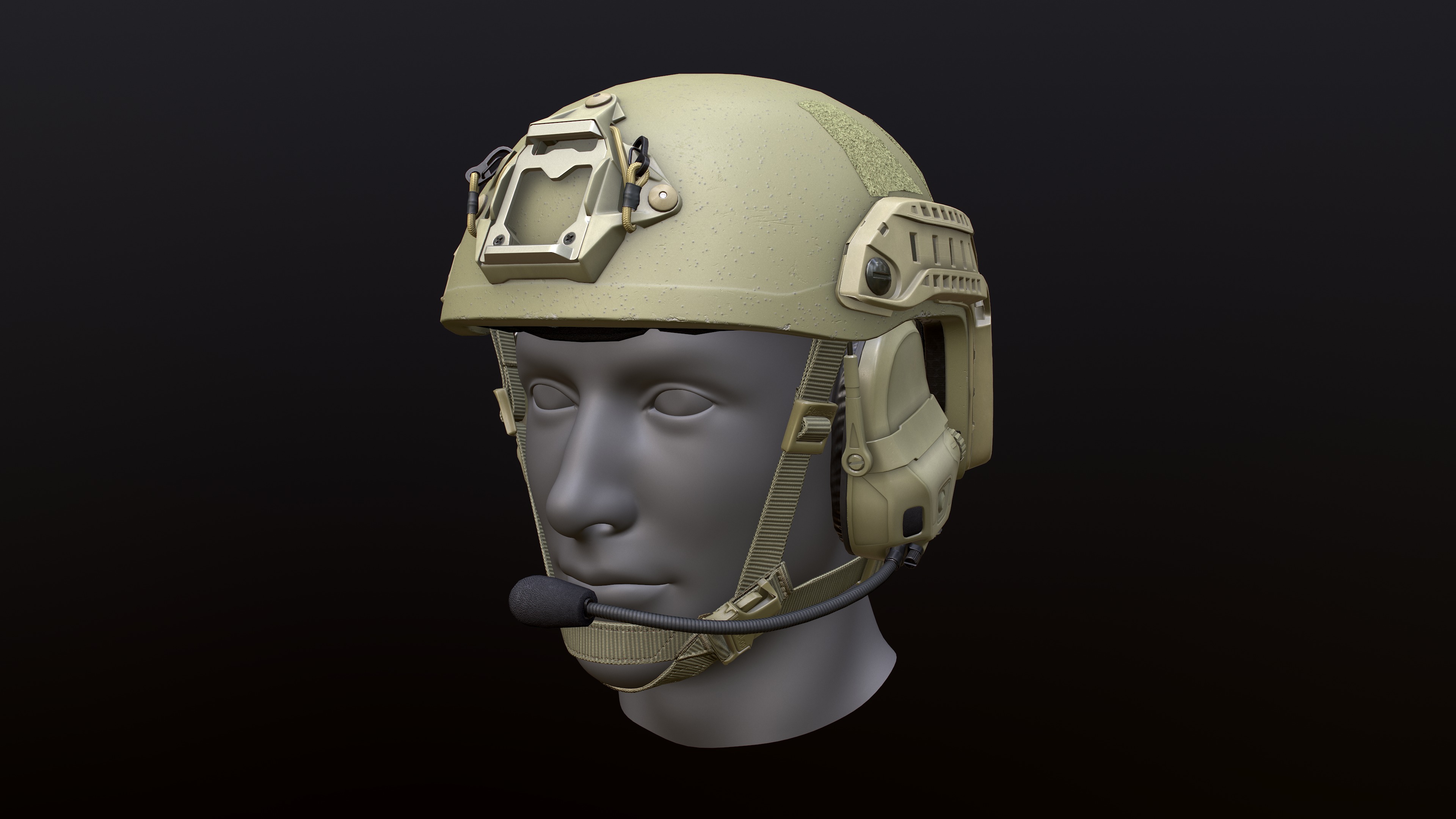 FAST Helmet and AMP Headset Low-poly 3D model_37
