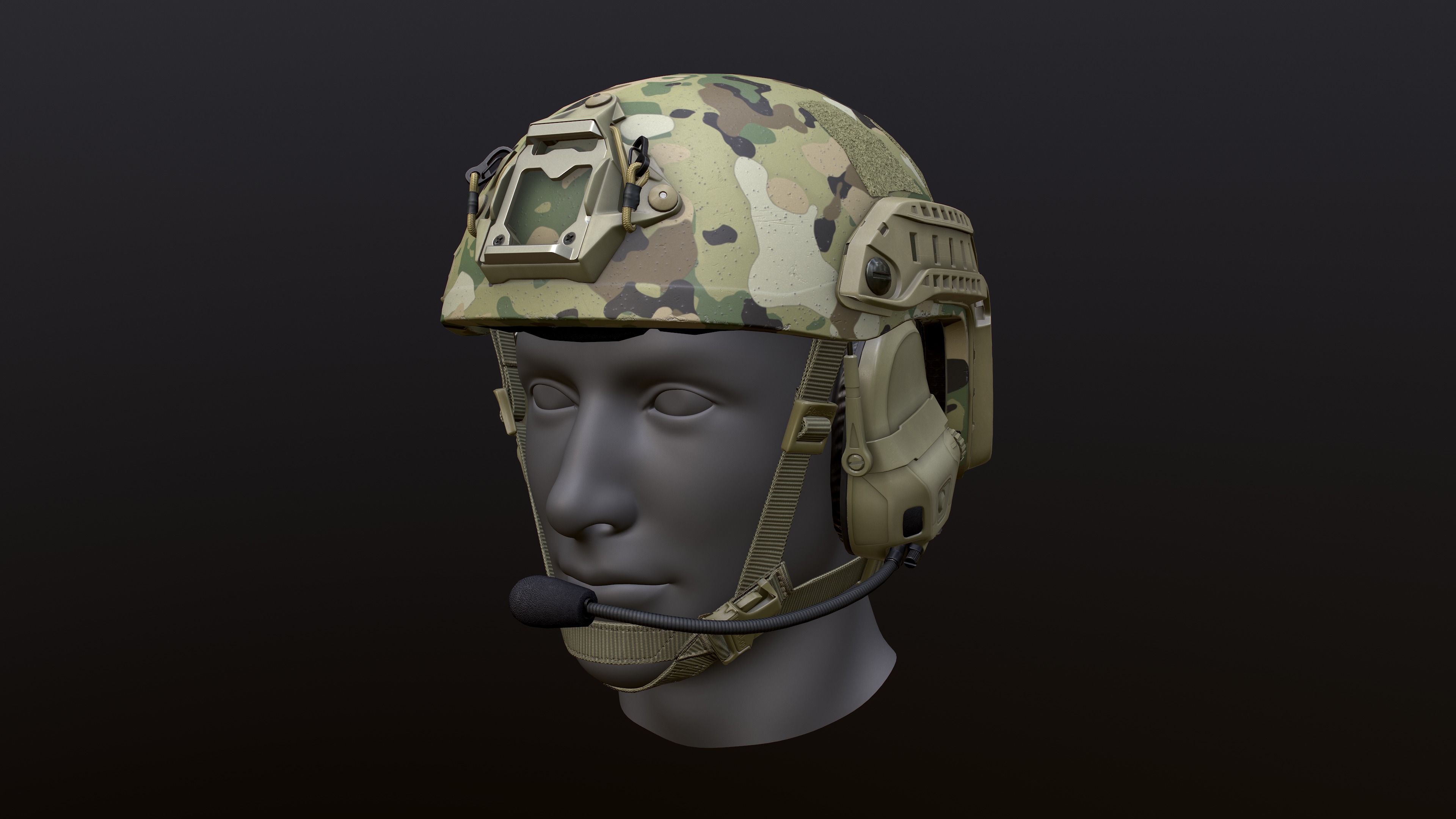 FAST Helmet and AMP Headset Low-poly 3D model_36