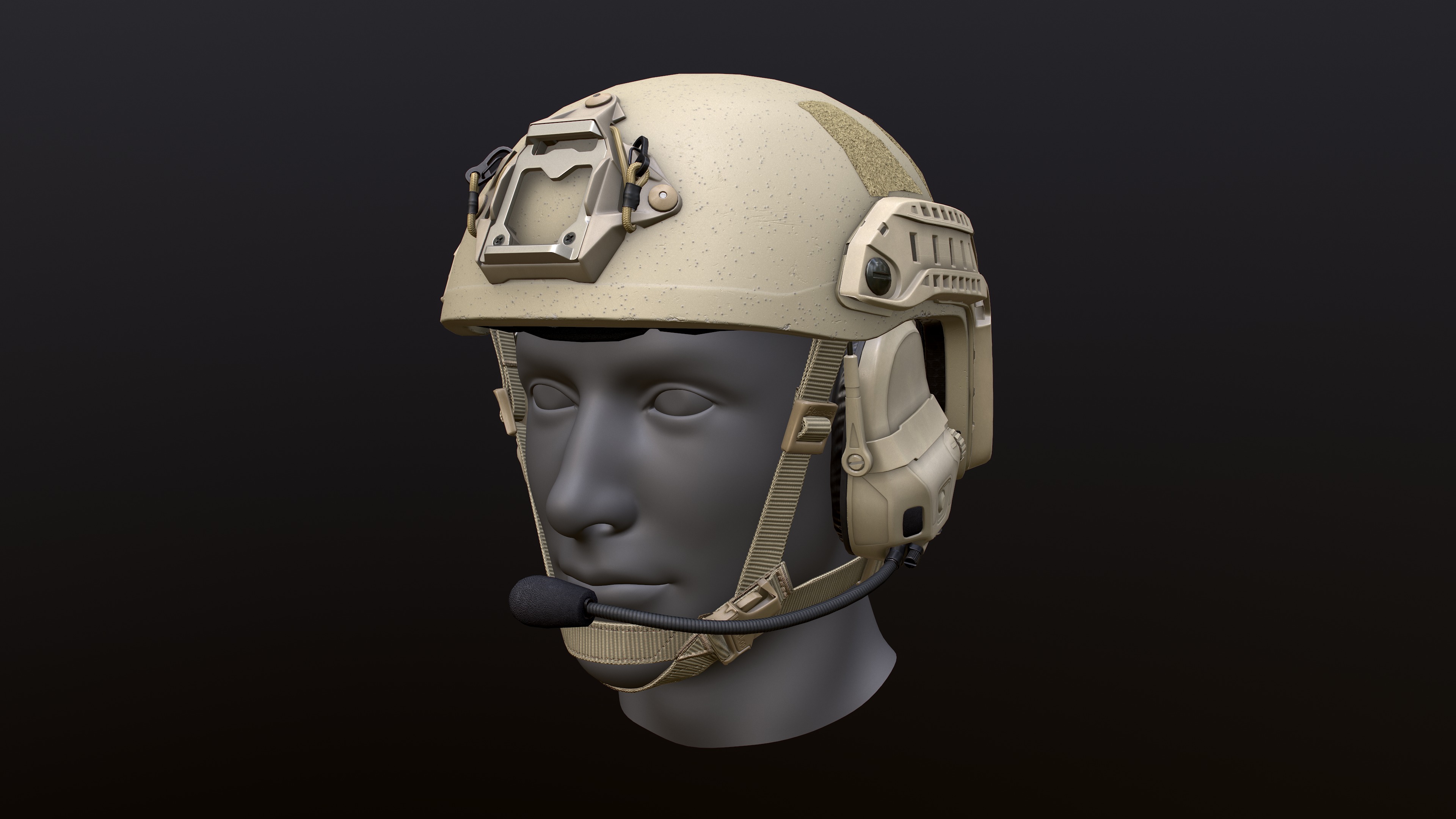 FAST Helmet and AMP Headset Low-poly 3D model_38