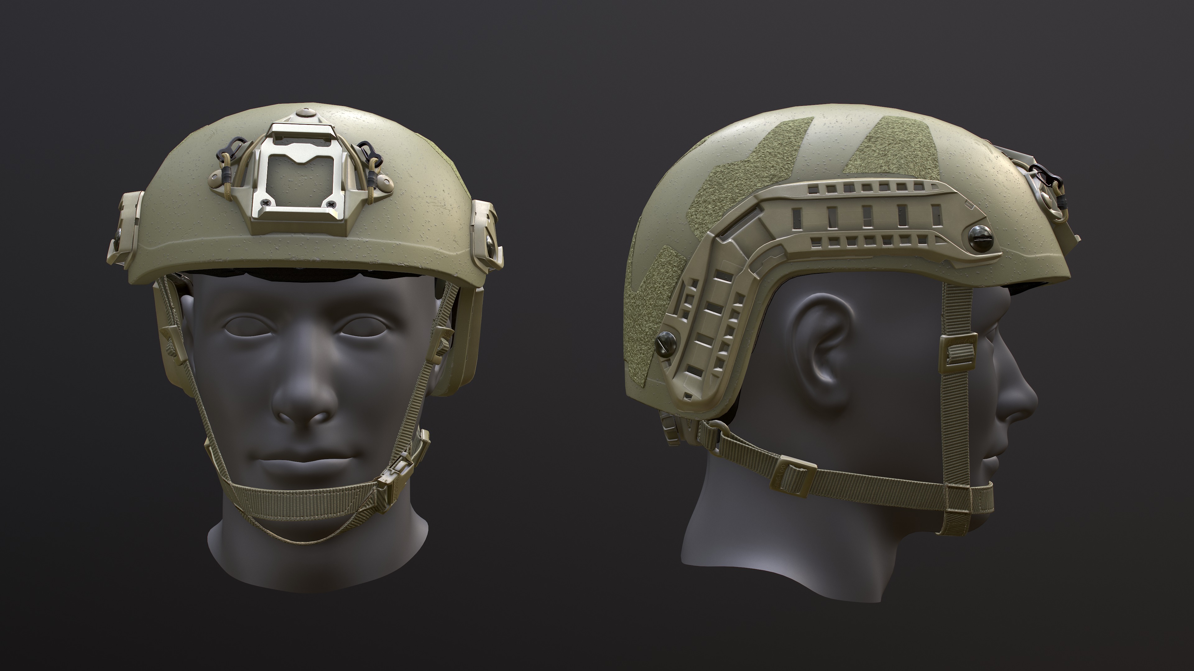 FAST Helmet and AMP Headset Low-poly 3D model_31