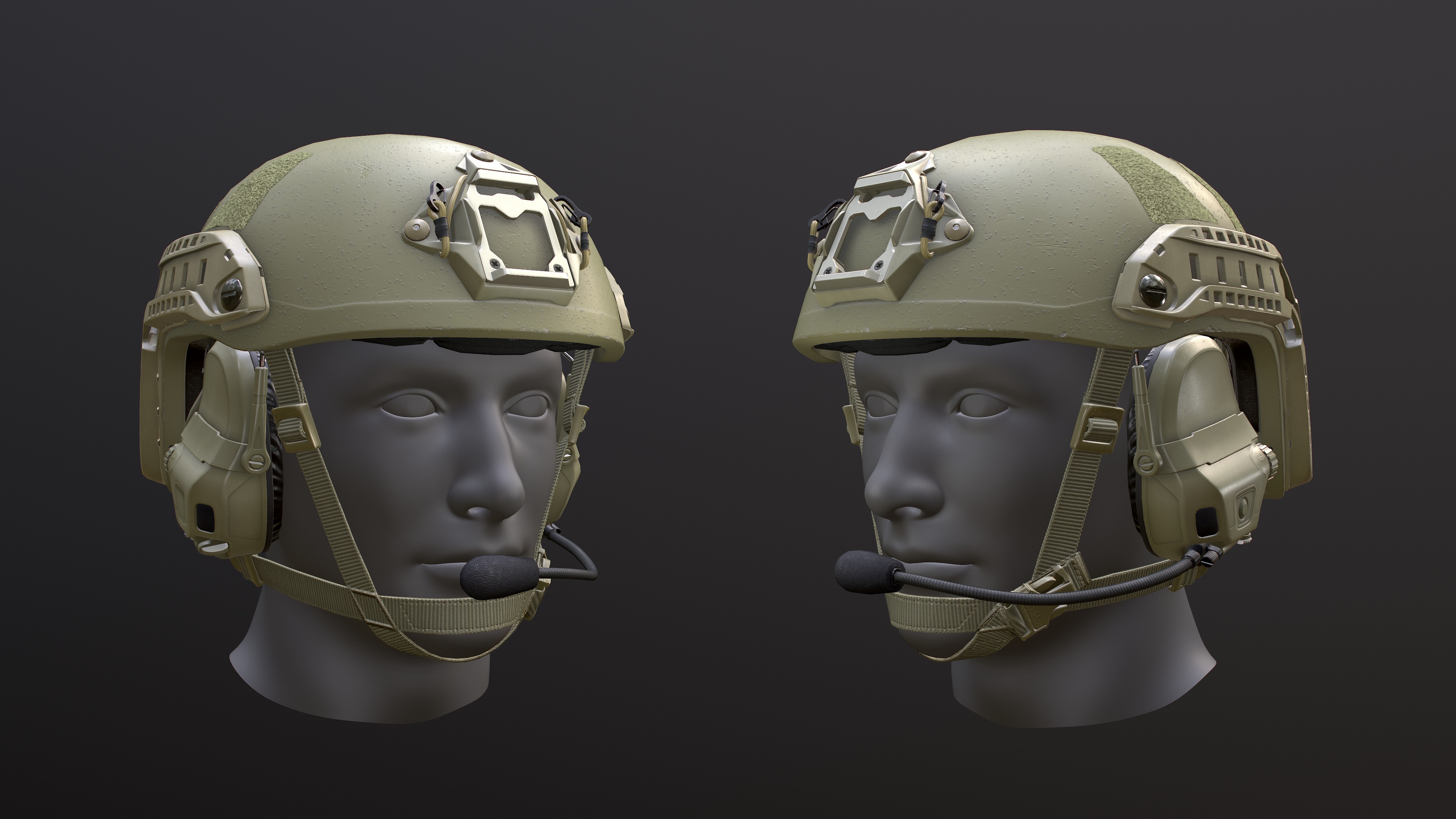 FAST Helmet and AMP Headset Low-poly 3D model_29