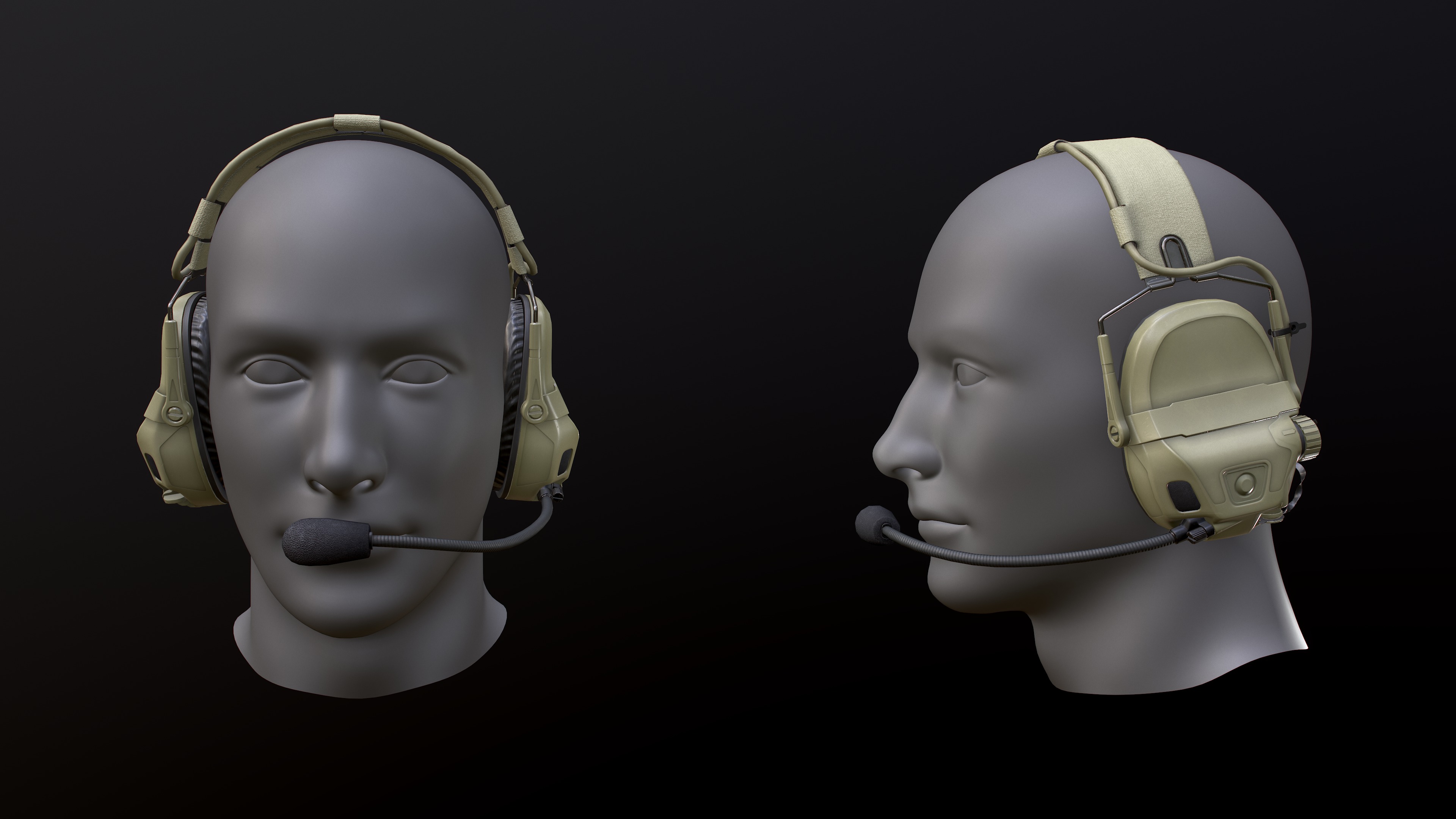 FAST Helmet and AMP Headset Low-poly 3D model_33