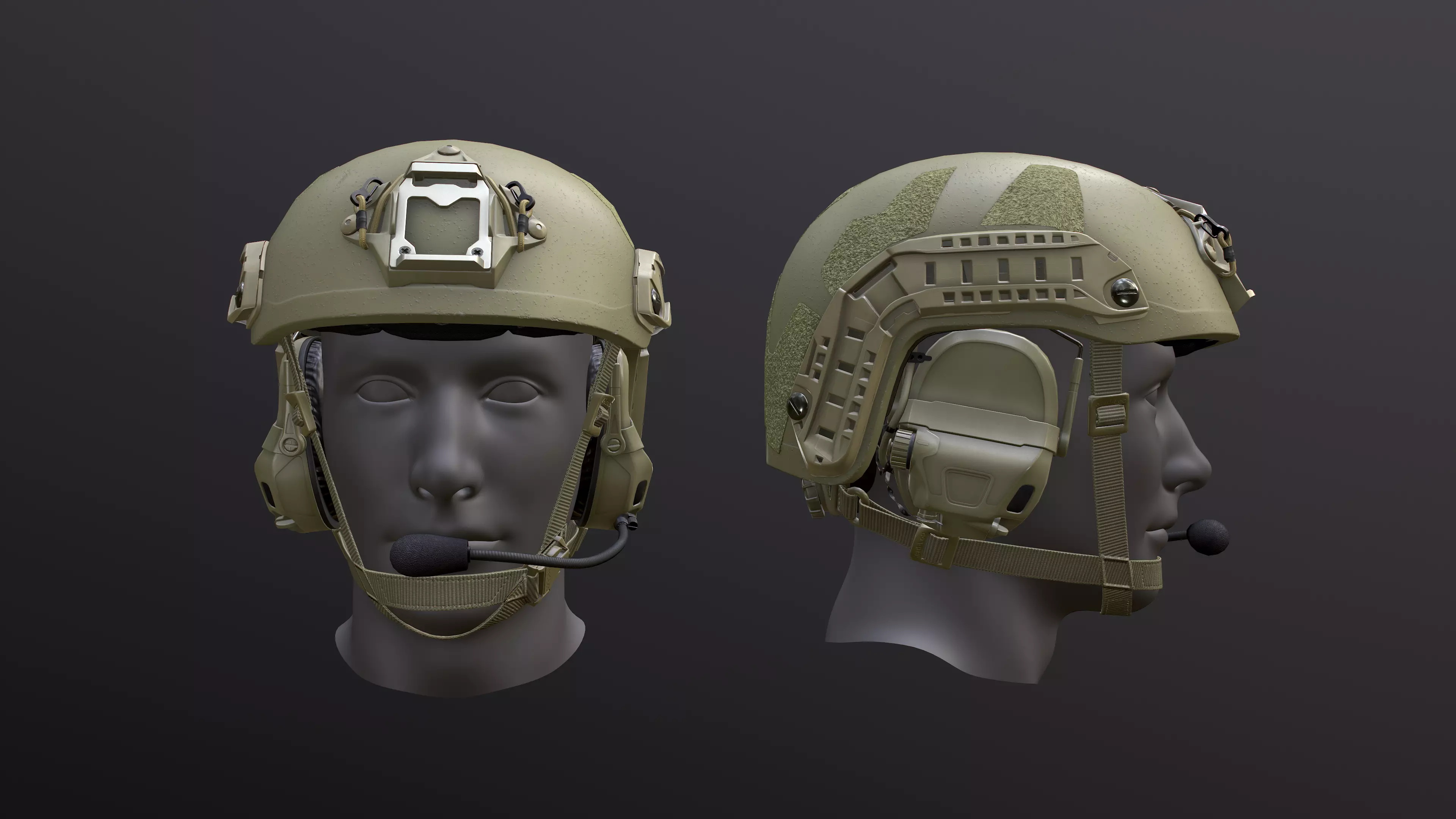 FAST Helmet and AMP Headset Low-poly 3D model_0