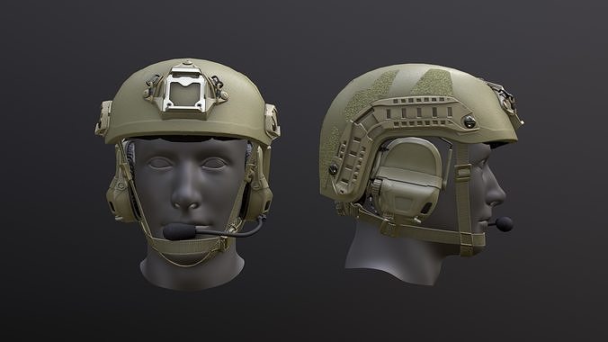FAST Helmet and AMP Headset Low-poly 3D model