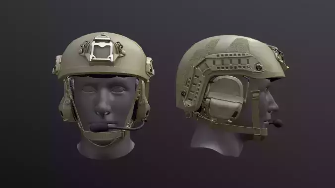 FAST Helmet and AMP Headset Low-poly 3D model