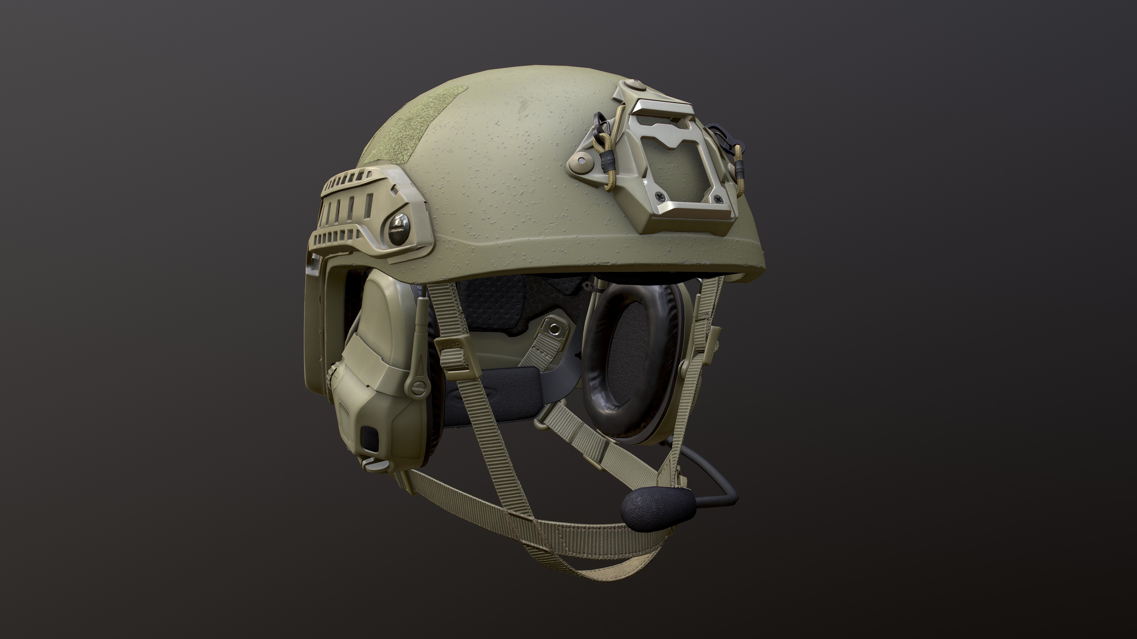 FAST Helmet and AMP Headset Low-poly 3D model_3