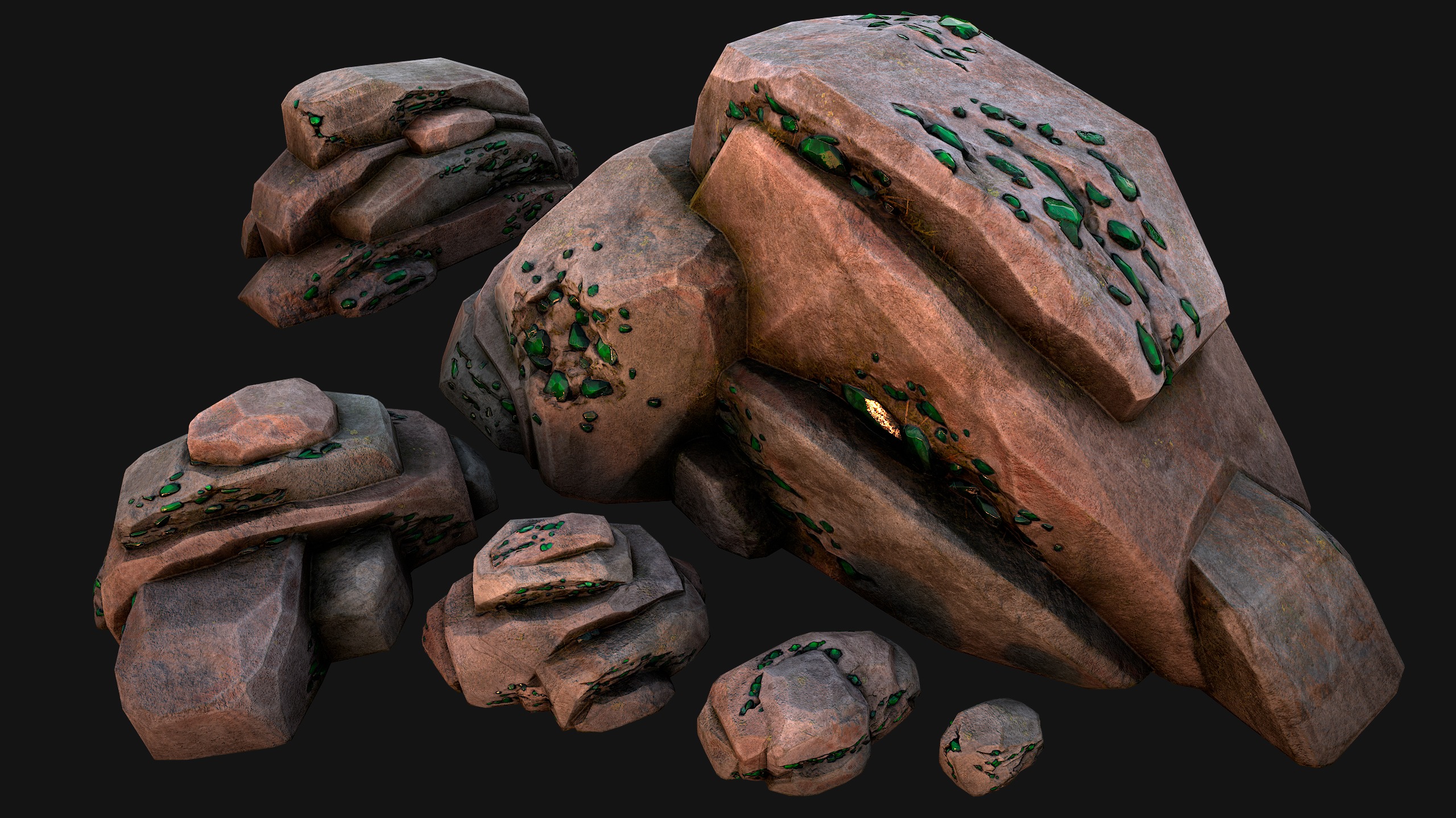 Gems Gemstone Minerals Magical Crystals Ore  Low-poly 3D model_9