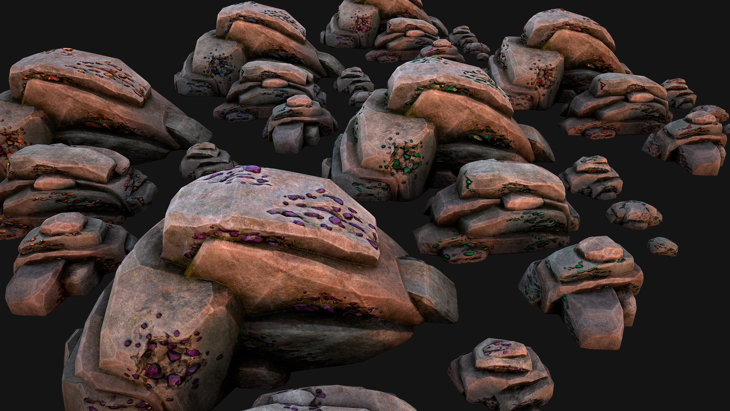 Gems Gemstone Minerals Magical Crystals Ore  Low-poly 3D model_6