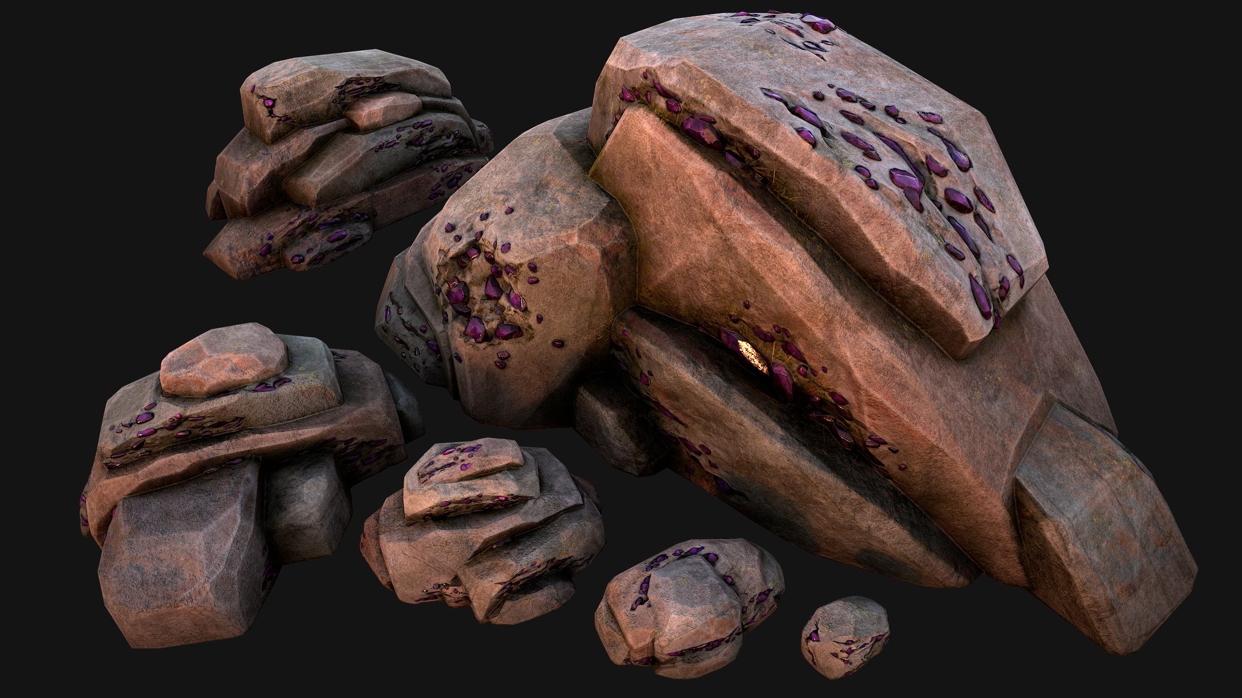 Gems Gemstone Minerals Magical Crystals Ore  Low-poly 3D model_12