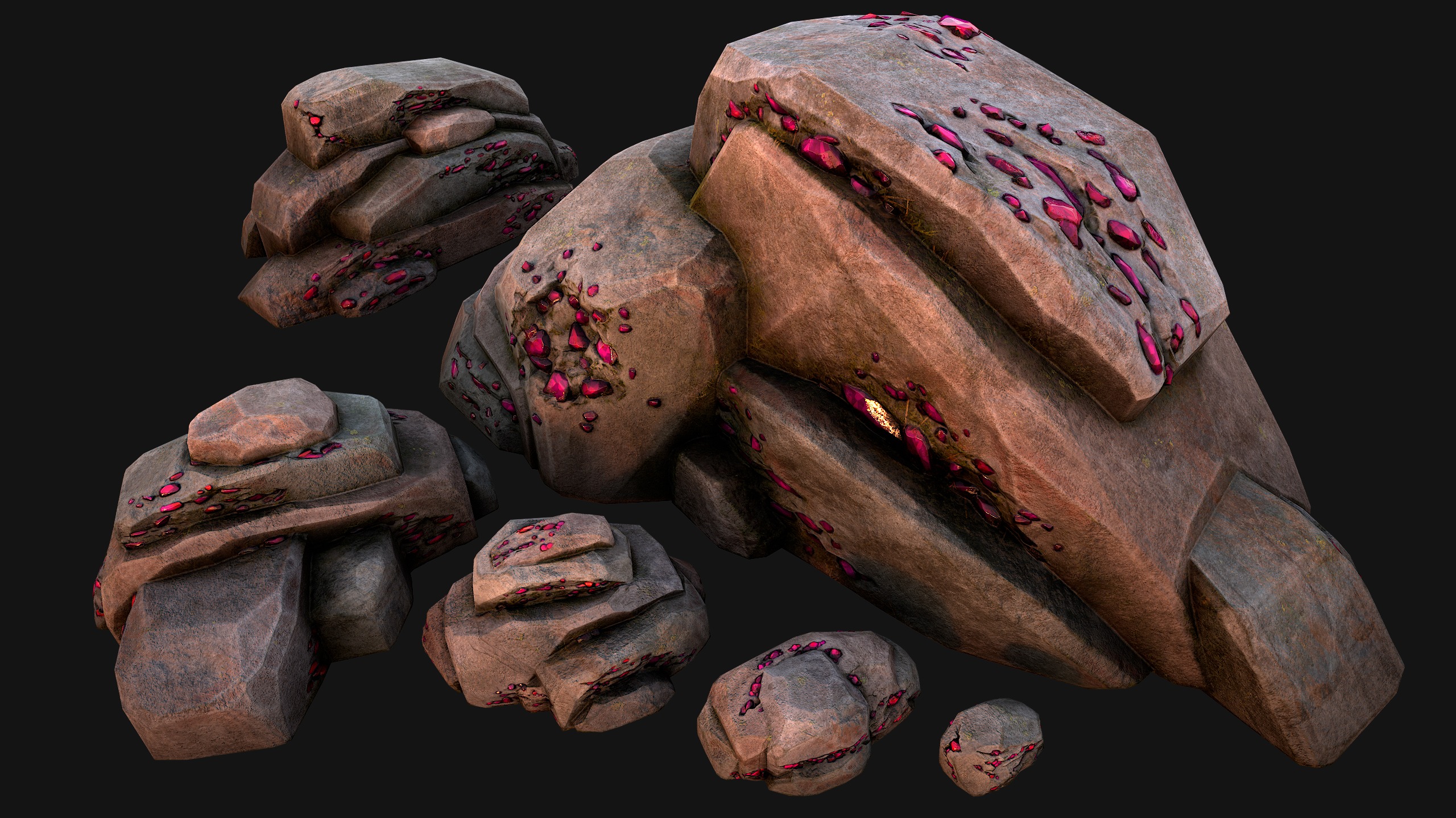 Gems Gemstone Minerals Magical Crystals Ore  Low-poly 3D model_10