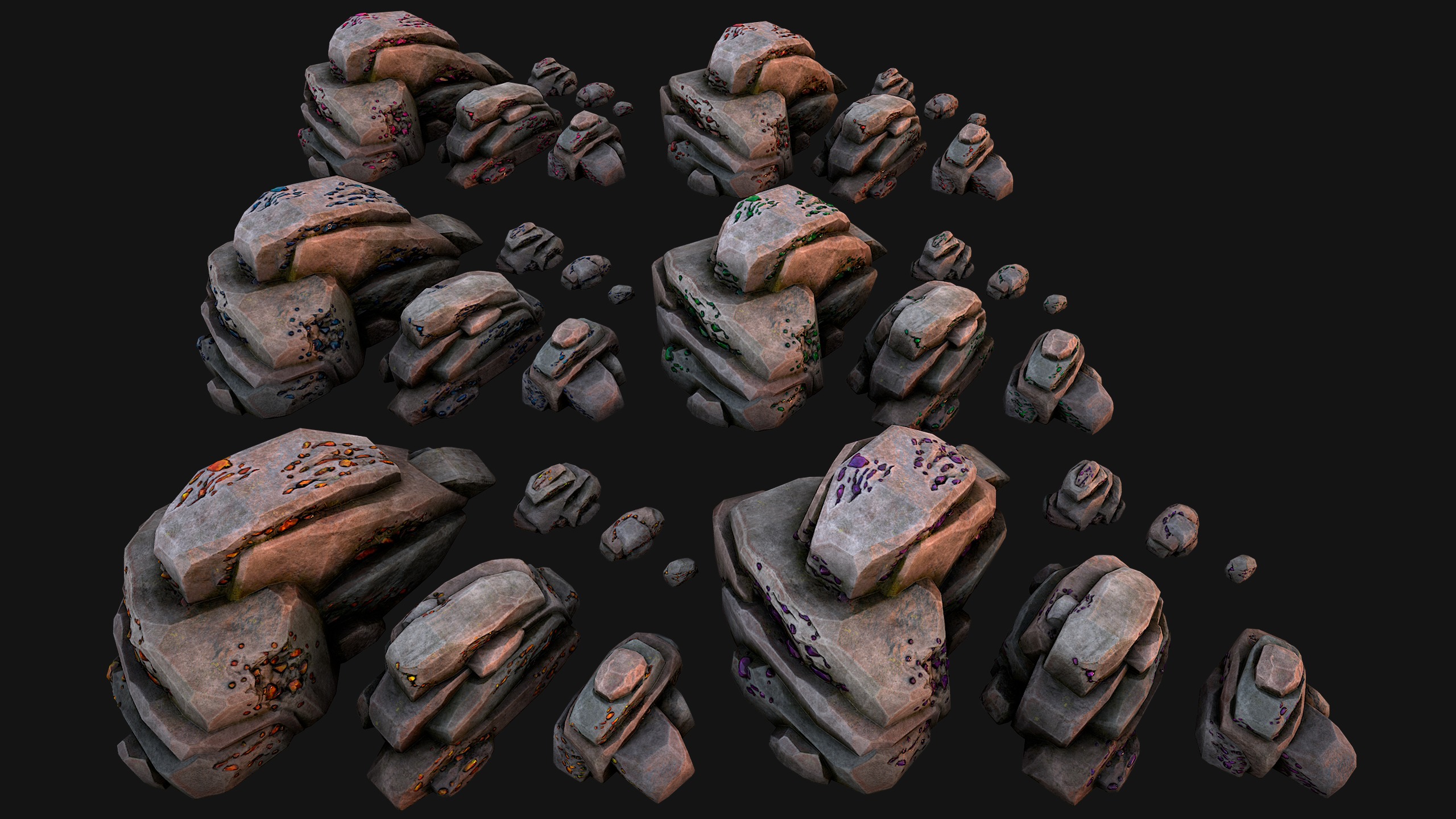 Gems Gemstone Minerals Magical Crystals Ore  Low-poly 3D model_2