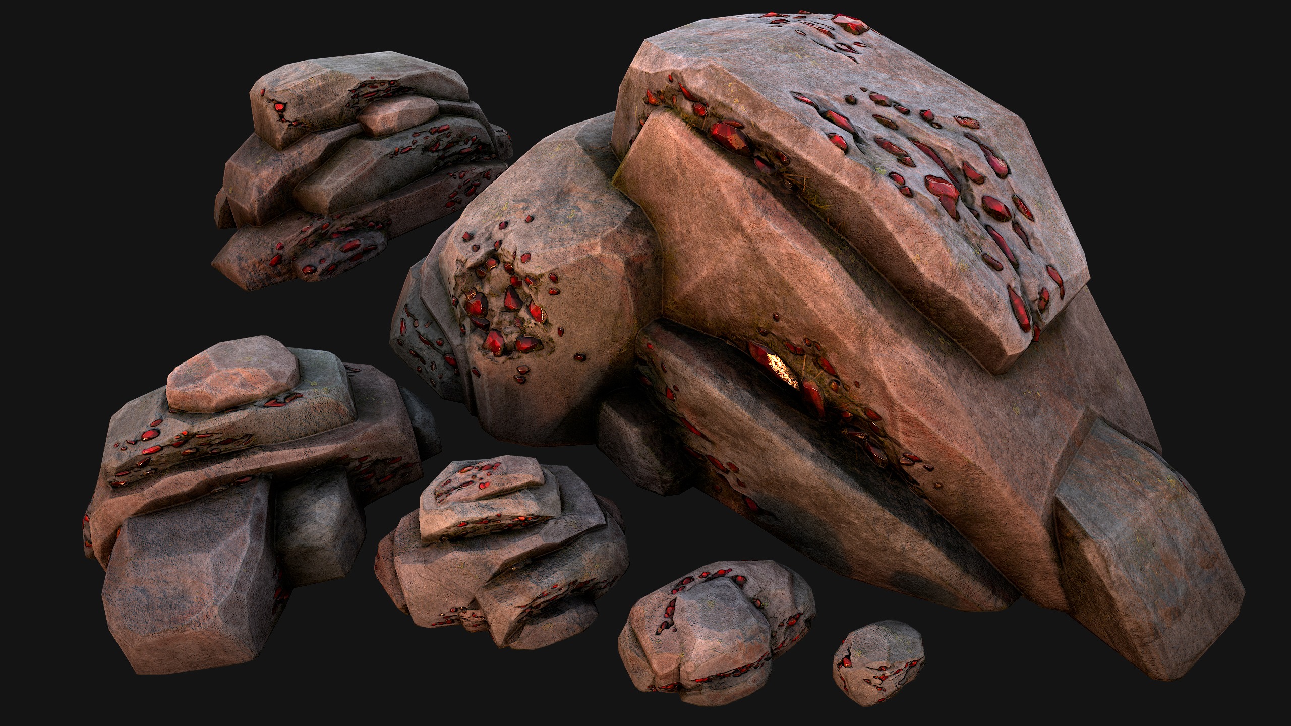 Gems Gemstone Minerals Magical Crystals Ore  Low-poly 3D model_11