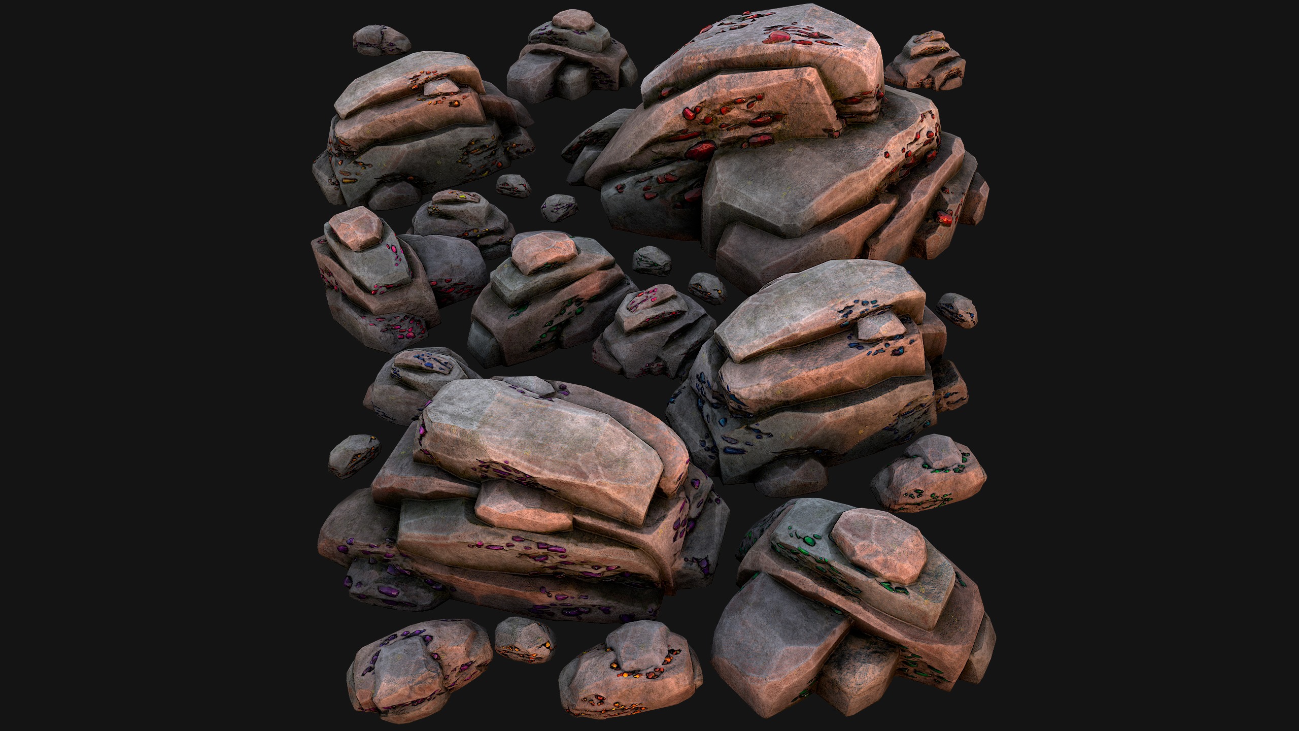 Gems Gemstone Minerals Magical Crystals Ore  Low-poly 3D model_4