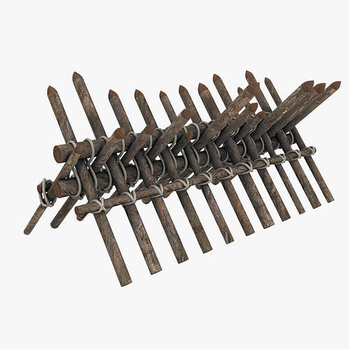 Medieval Boundary Wooden Wall V03 Low-poly 3D model